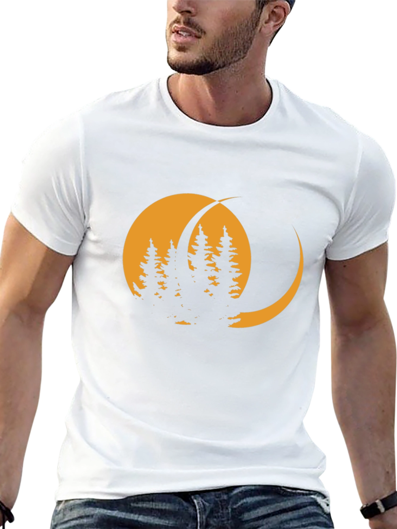 Moonlit Forest Graphic Tee - Stylish Black T-Shirt