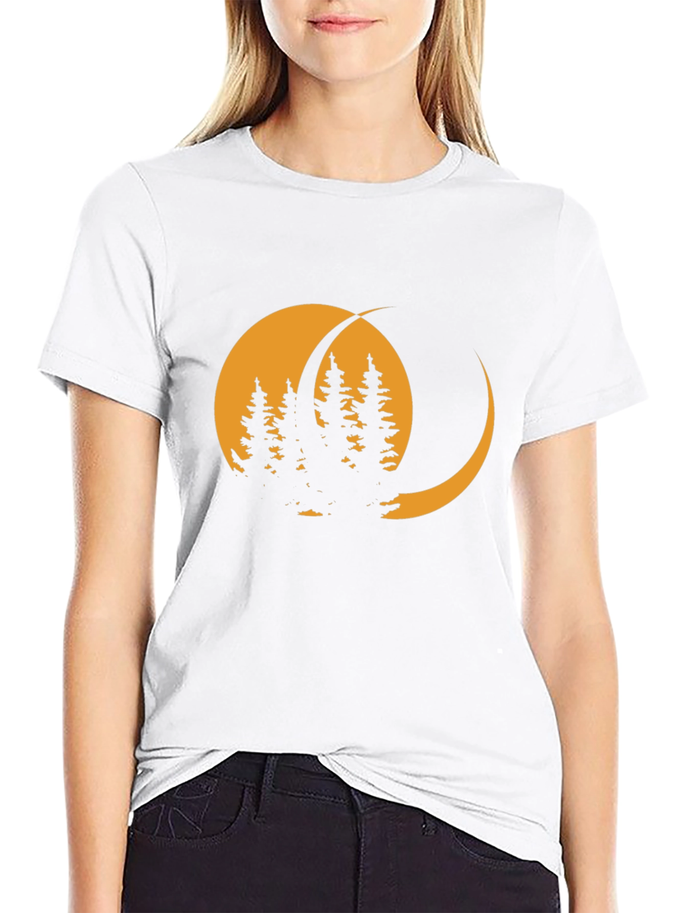 Moonlit Forest Graphic Tee - Stylish Black T-Shirt