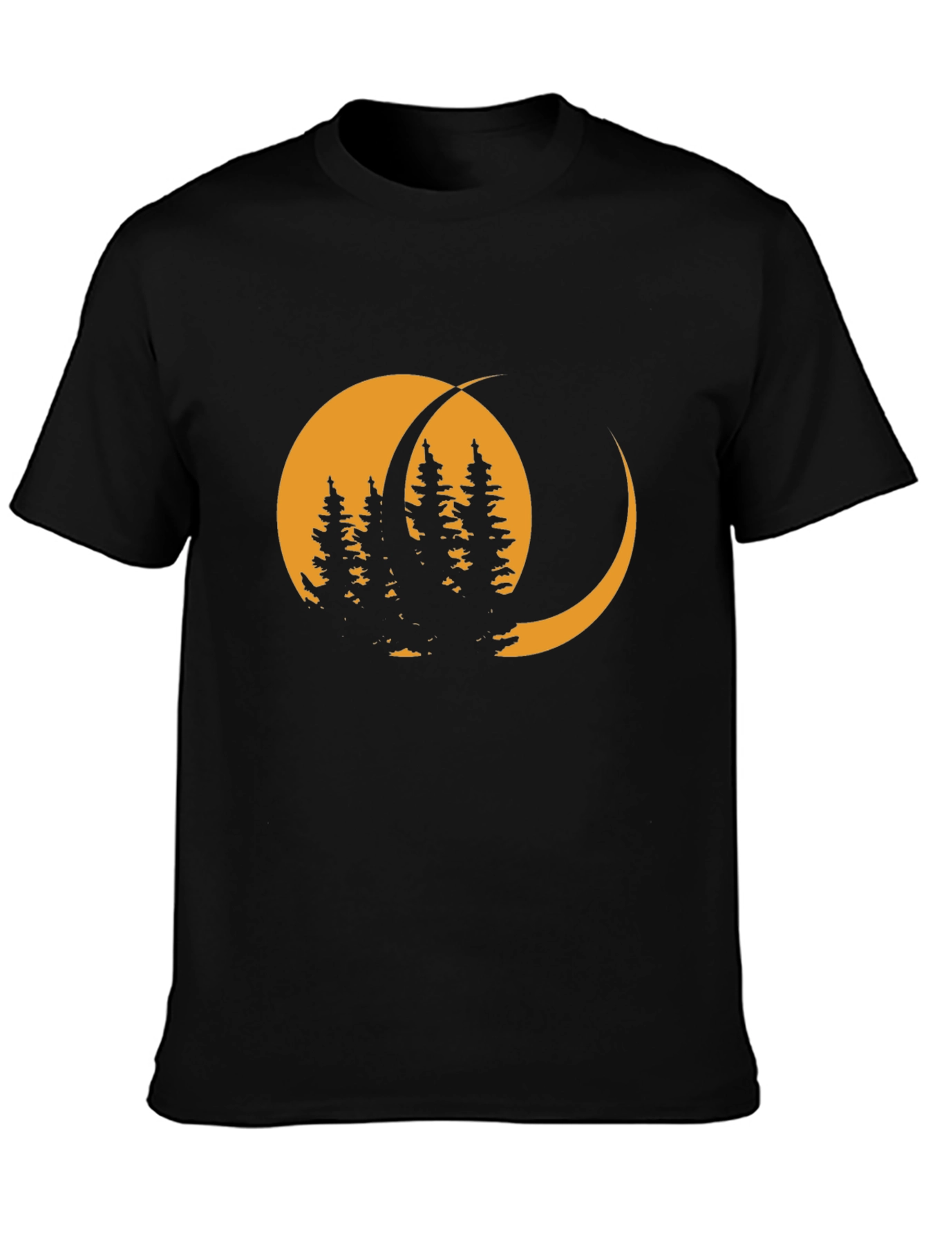 Moonlit Forest Graphic Tee - Stylish Black T-Shirt