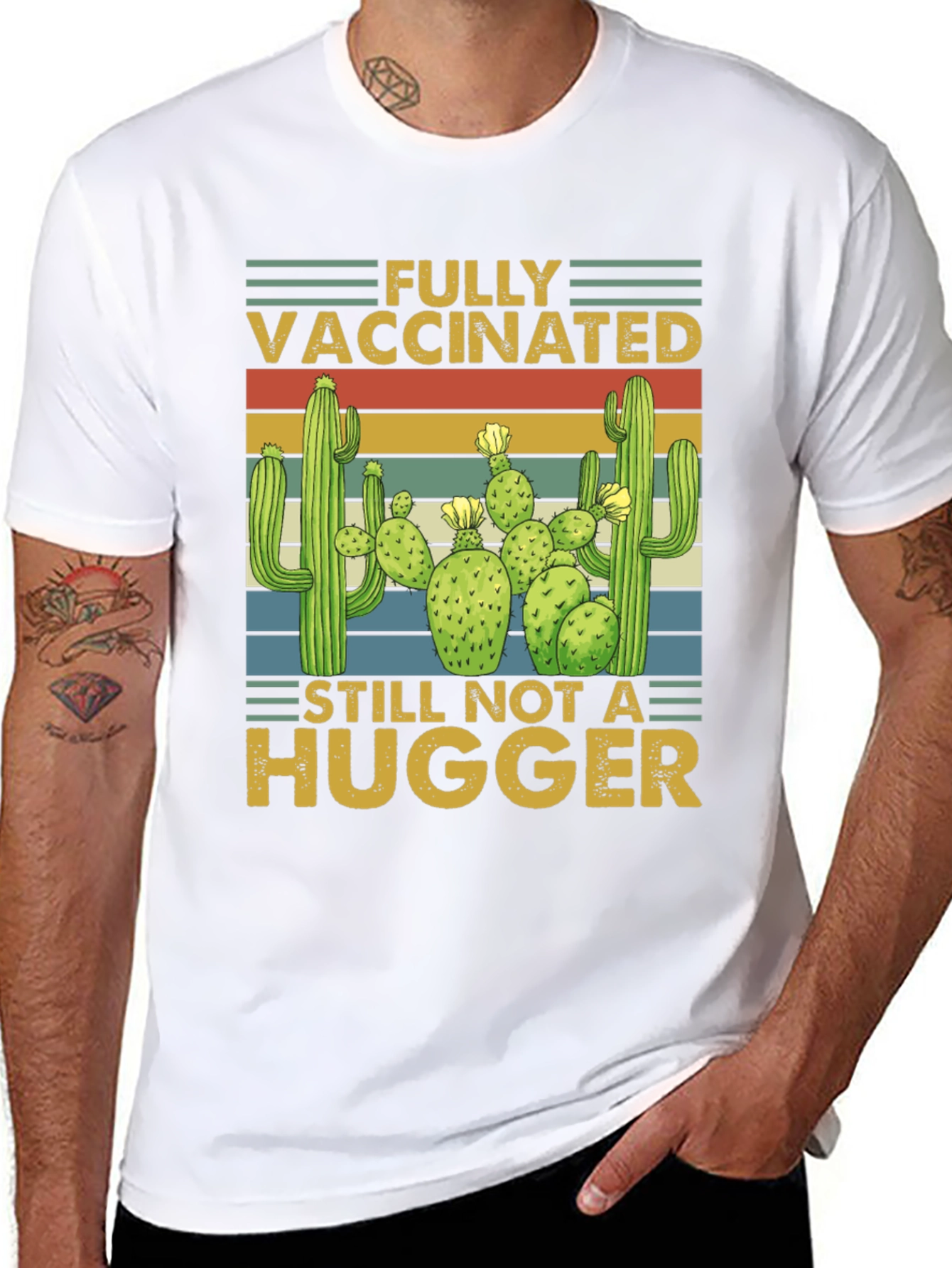 Fully Vaccinated Not a Hugger Cactus T-Shirt