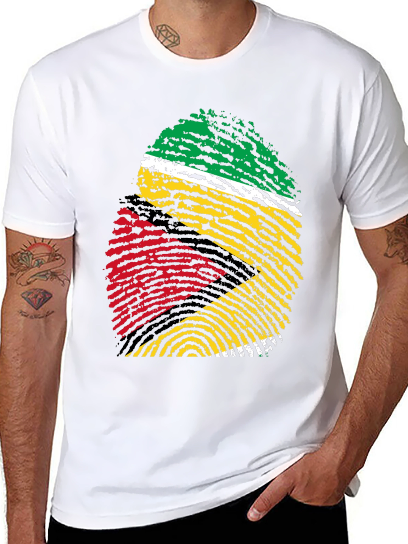 Guyana Flag Fingerprint T-Shirt