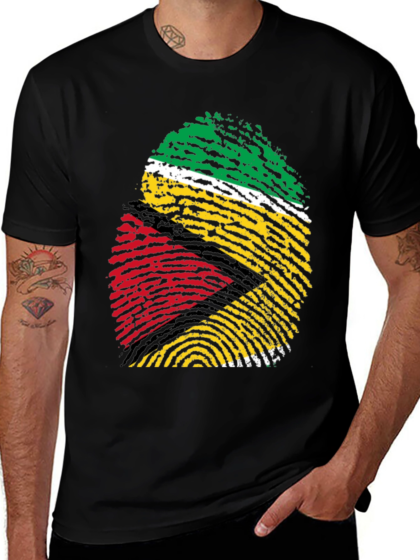 Guyana Flag Fingerprint T-Shirt
