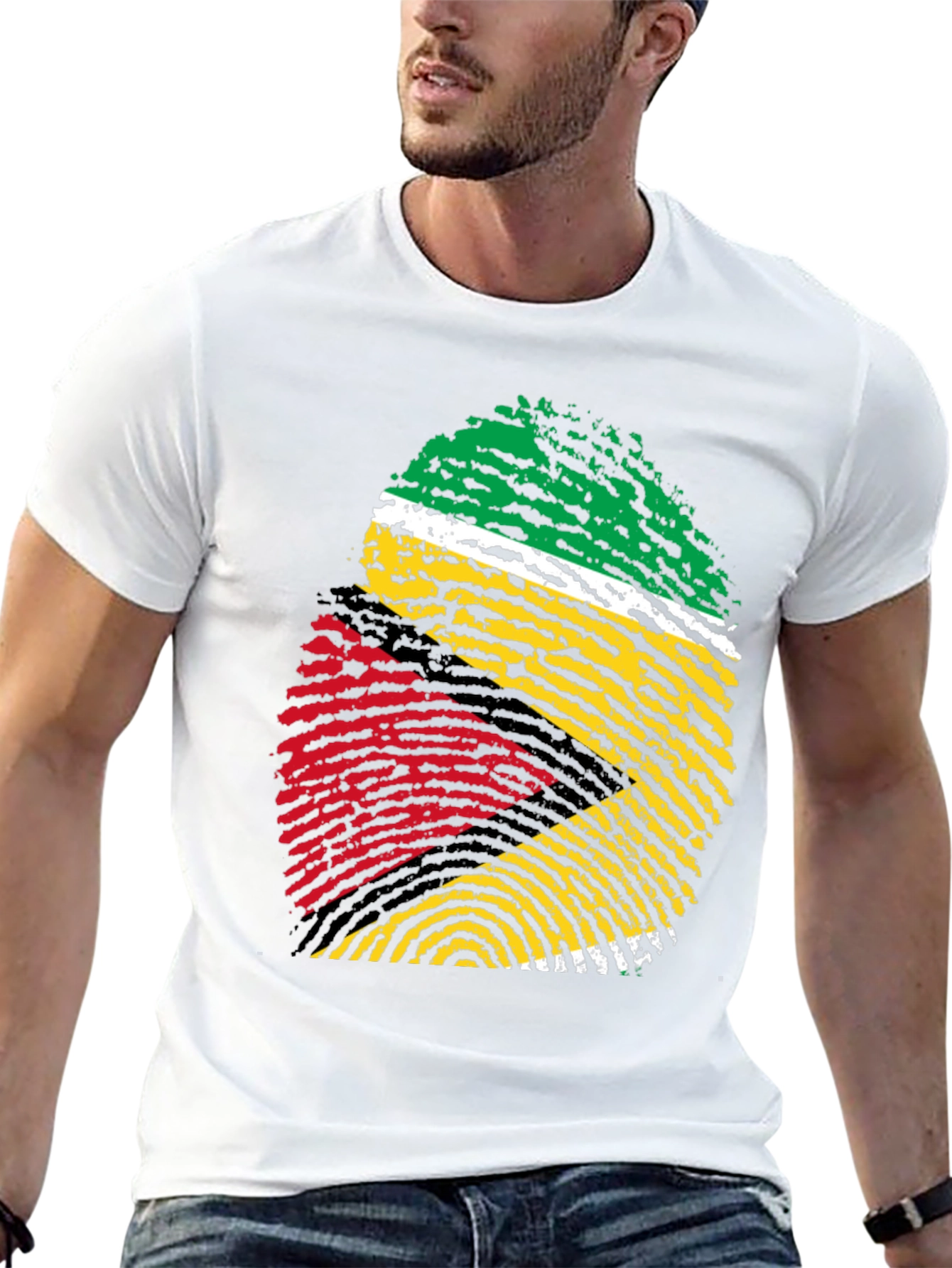 Guyana Flag Fingerprint T-Shirt