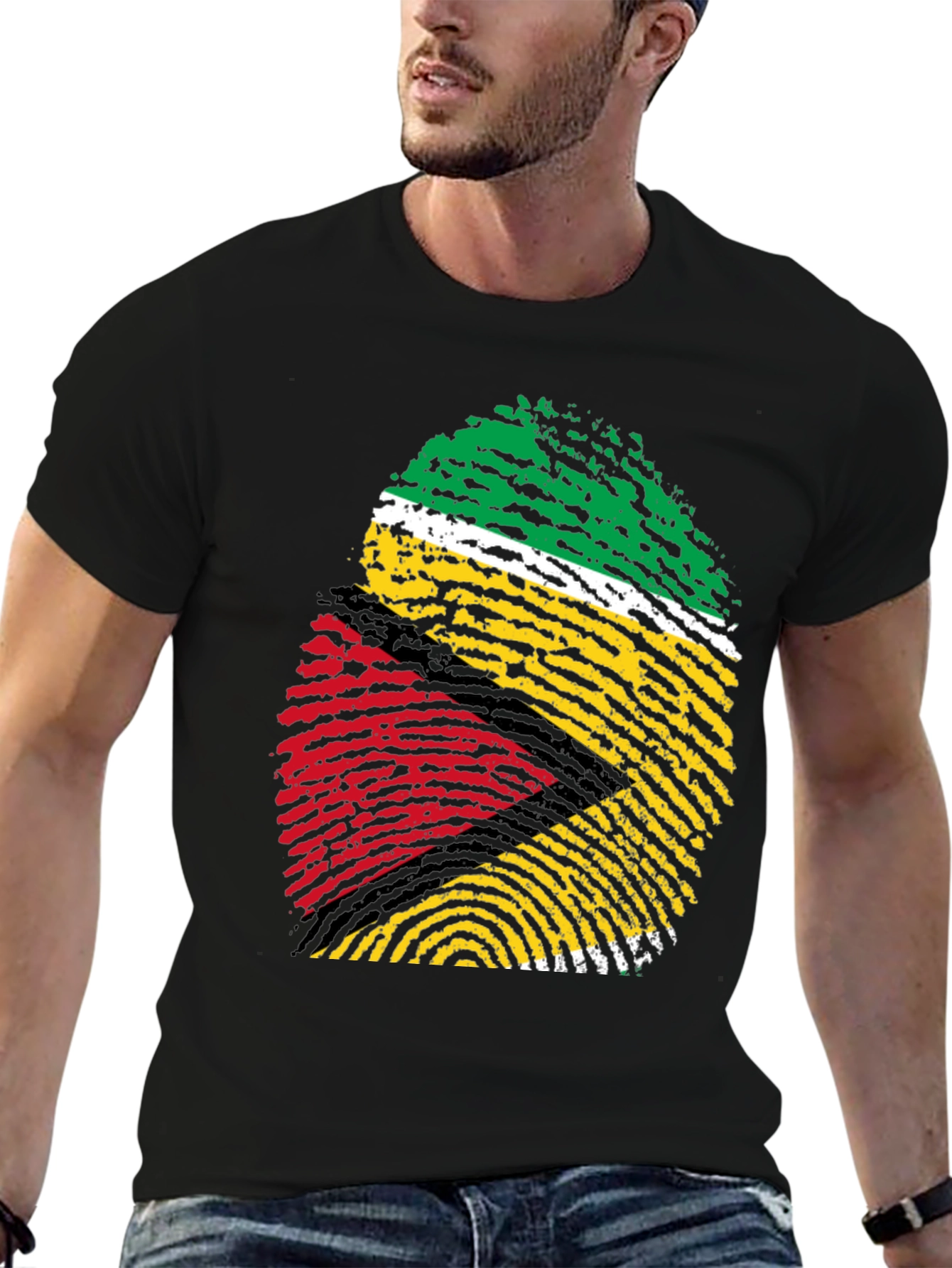 Guyana Flag Fingerprint T-Shirt