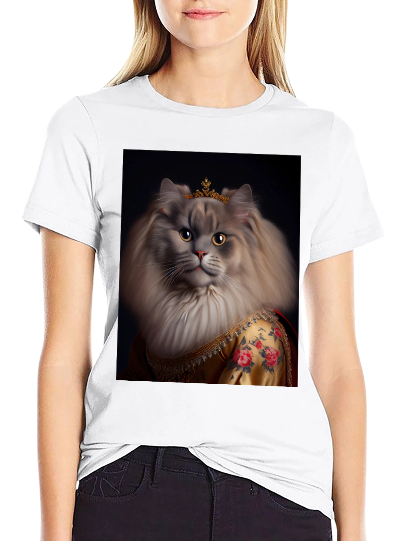 Regal Cat Portrait T-Shirt - Queen Kitty Tee