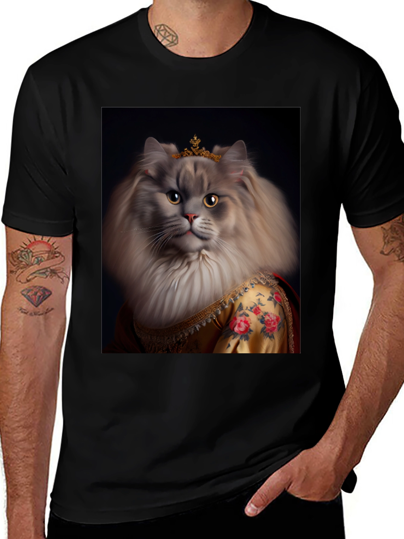 Regal Cat Portrait T-Shirt - Queen Kitty Tee