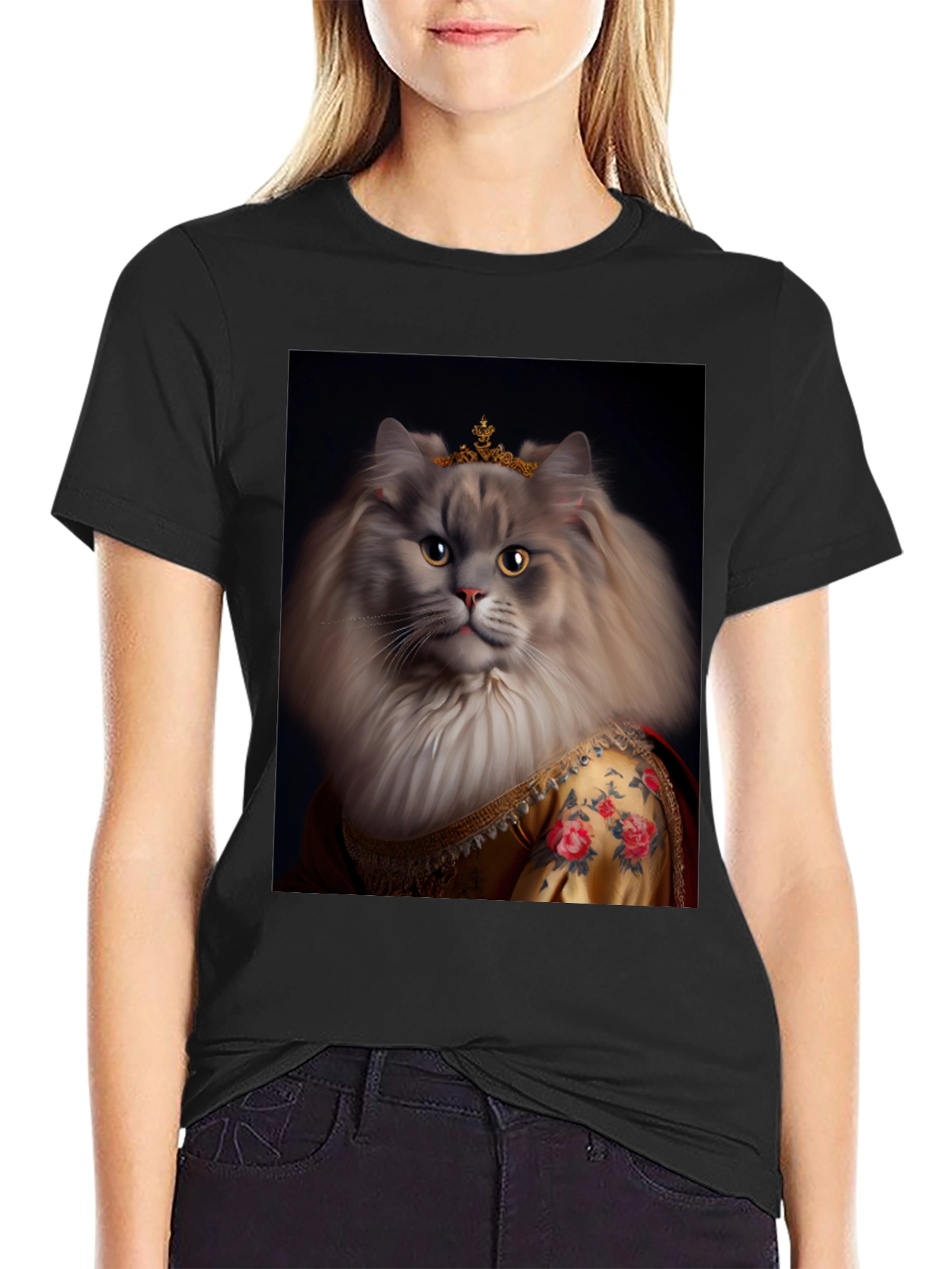 Regal Cat Portrait T-Shirt - Queen Kitty Tee