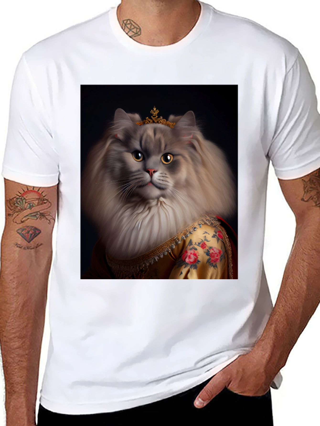 Regal Cat Portrait T-Shirt - Queen Kitty Tee