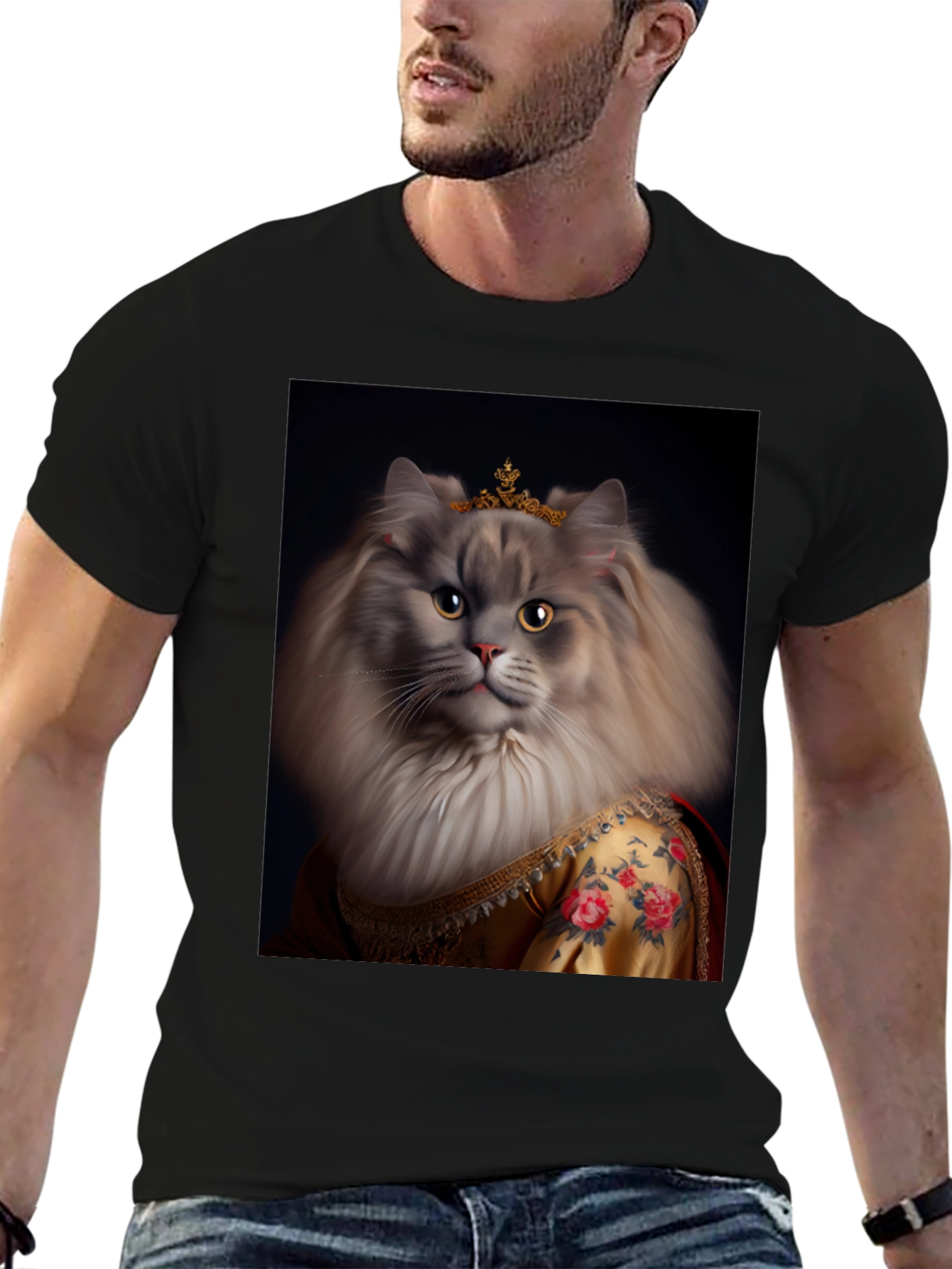 Regal Cat Portrait T-Shirt - Queen Kitty Tee