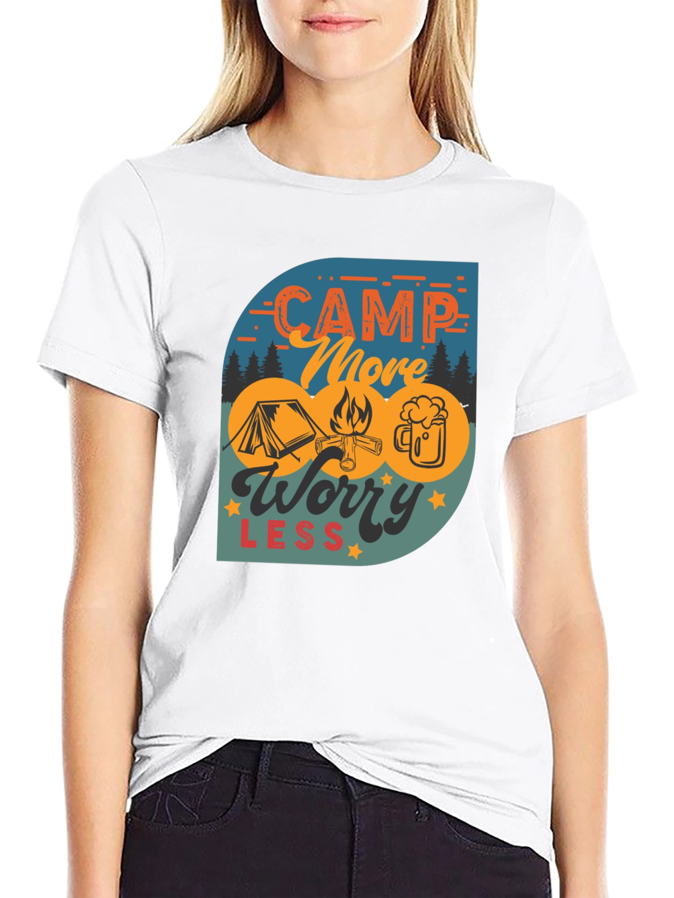 Camp More Worry Less Graphic T-Shirt