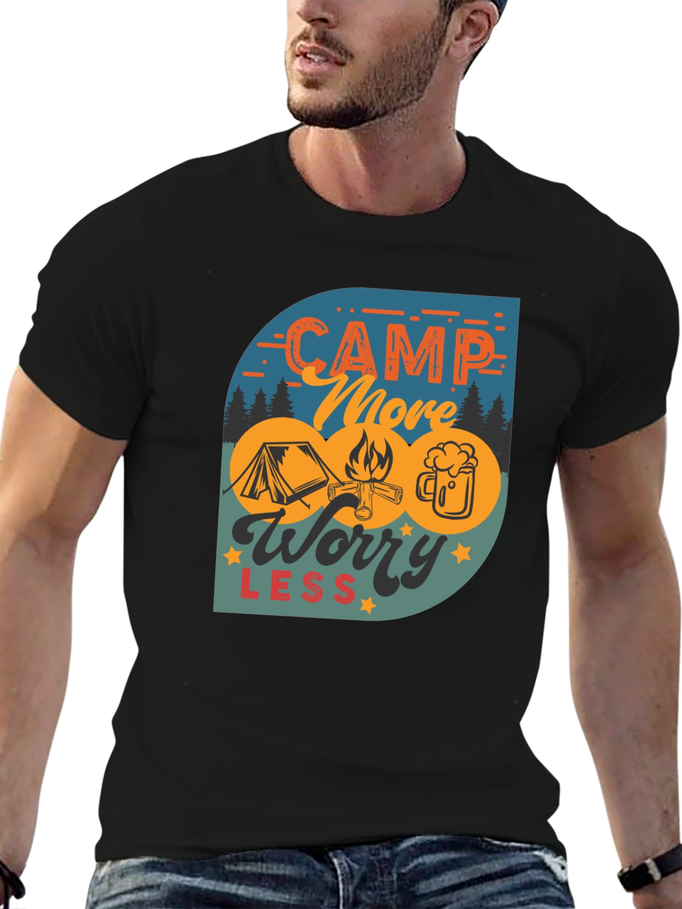 Camp More Worry Less Graphic T-Shirt