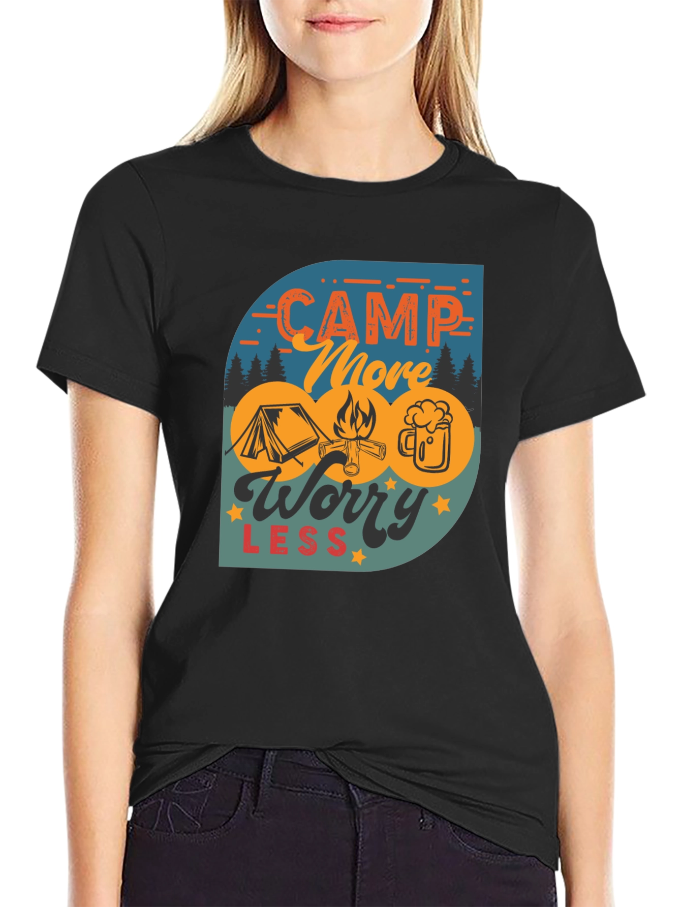 Camp More Worry Less Graphic T-Shirt