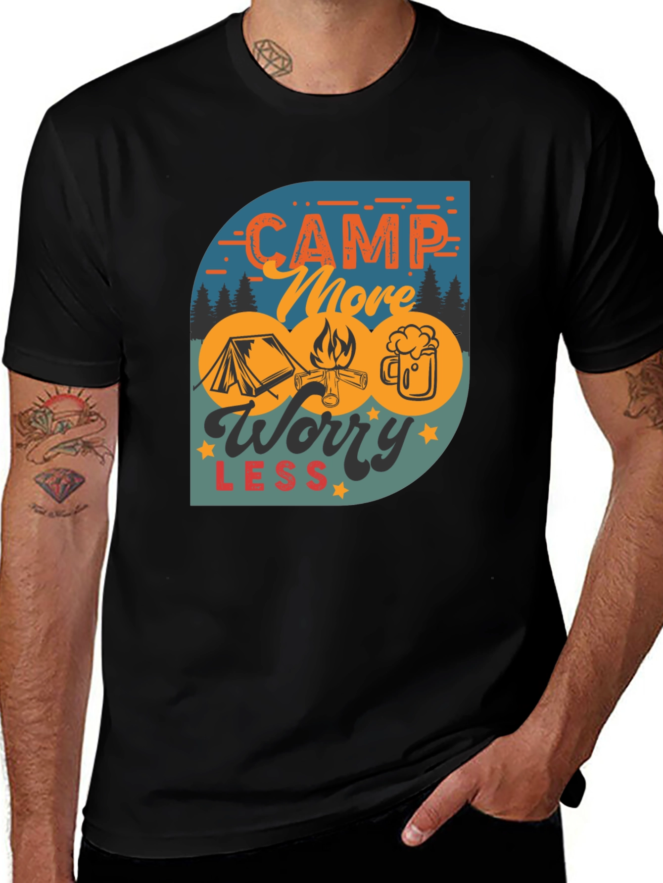 Camp More Worry Less Graphic T-Shirt