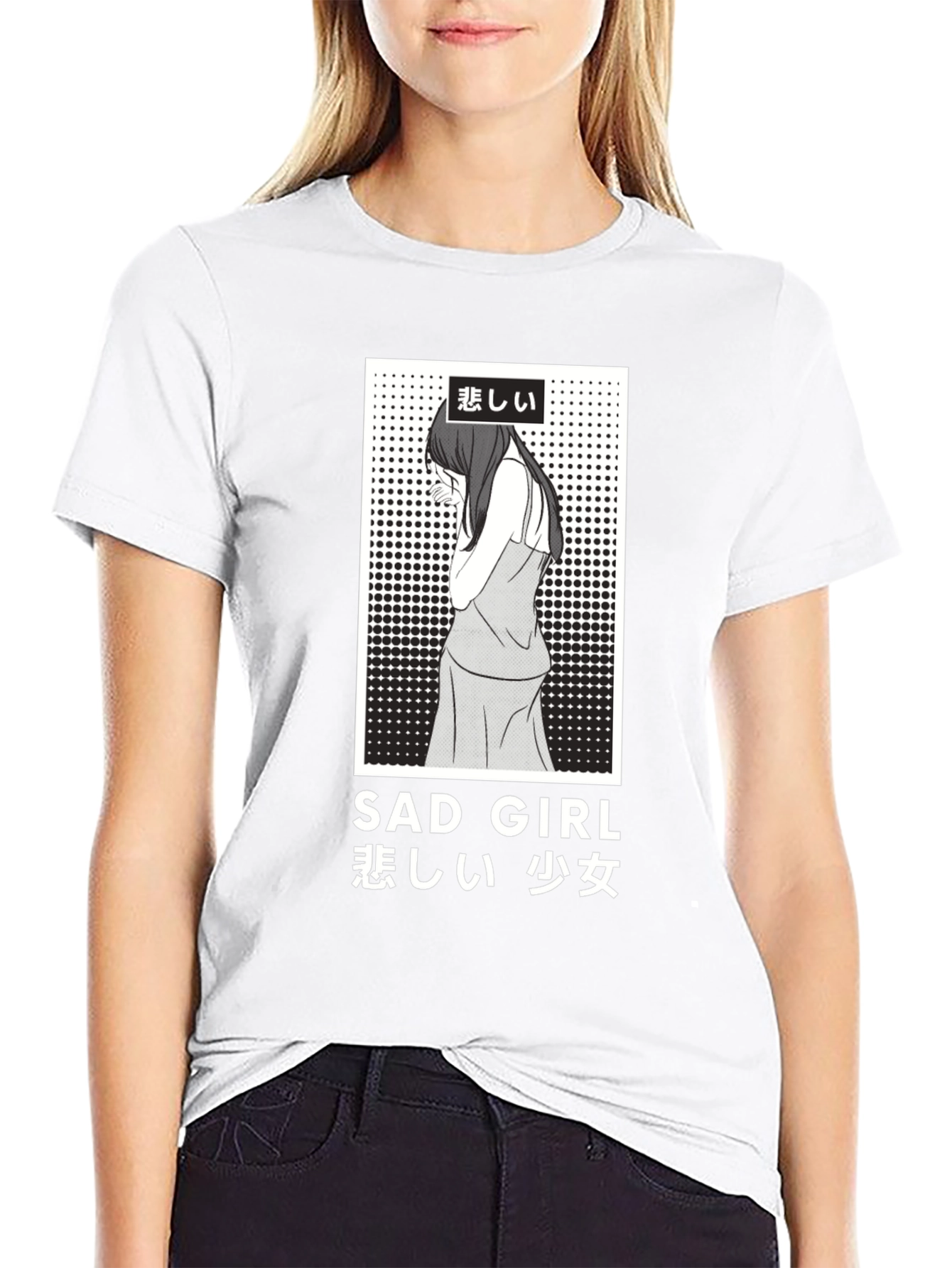 Sad Girl Anime Graphic T-Shirt