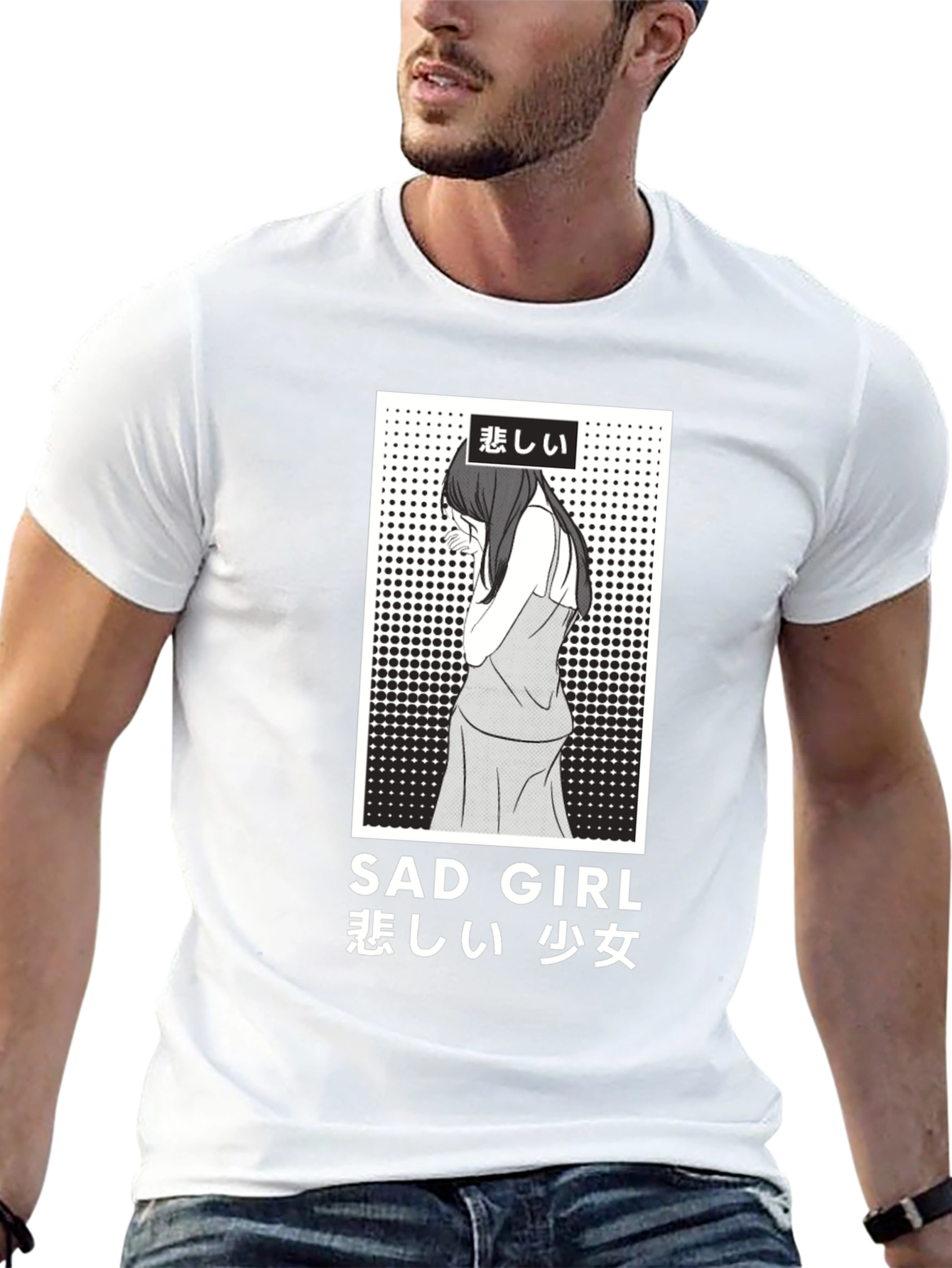 Sad Girl Anime Graphic T-Shirt