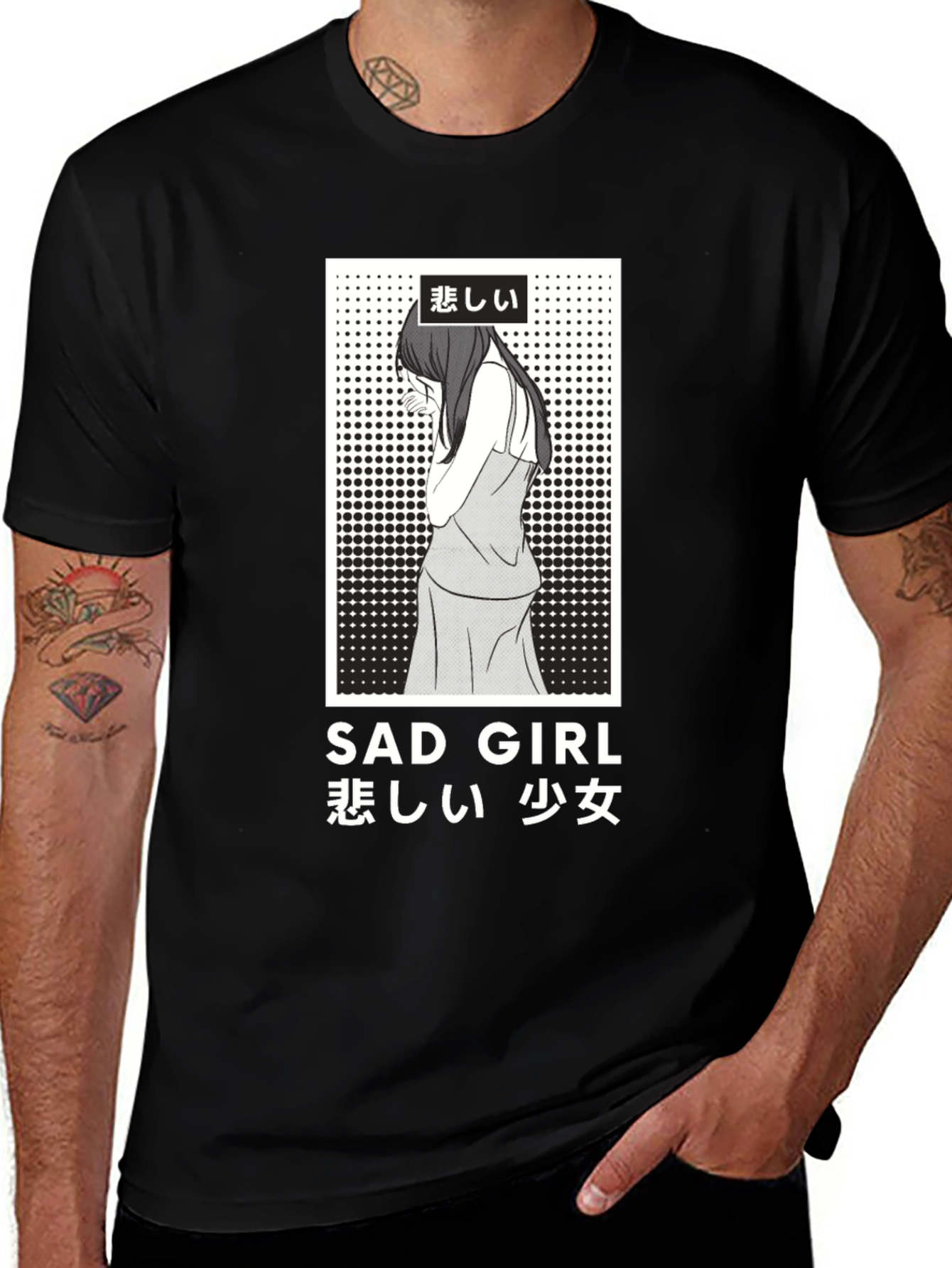 Sad Girl Anime Graphic T-Shirt