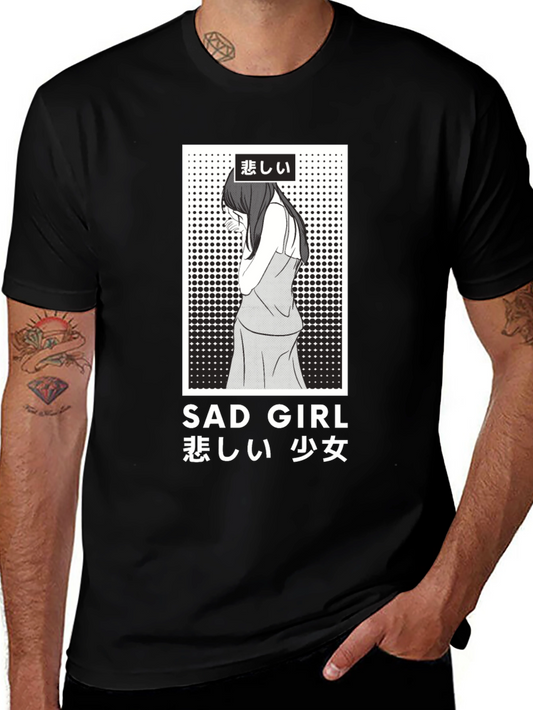 Sad Girl Anime Graphic T-Shirt