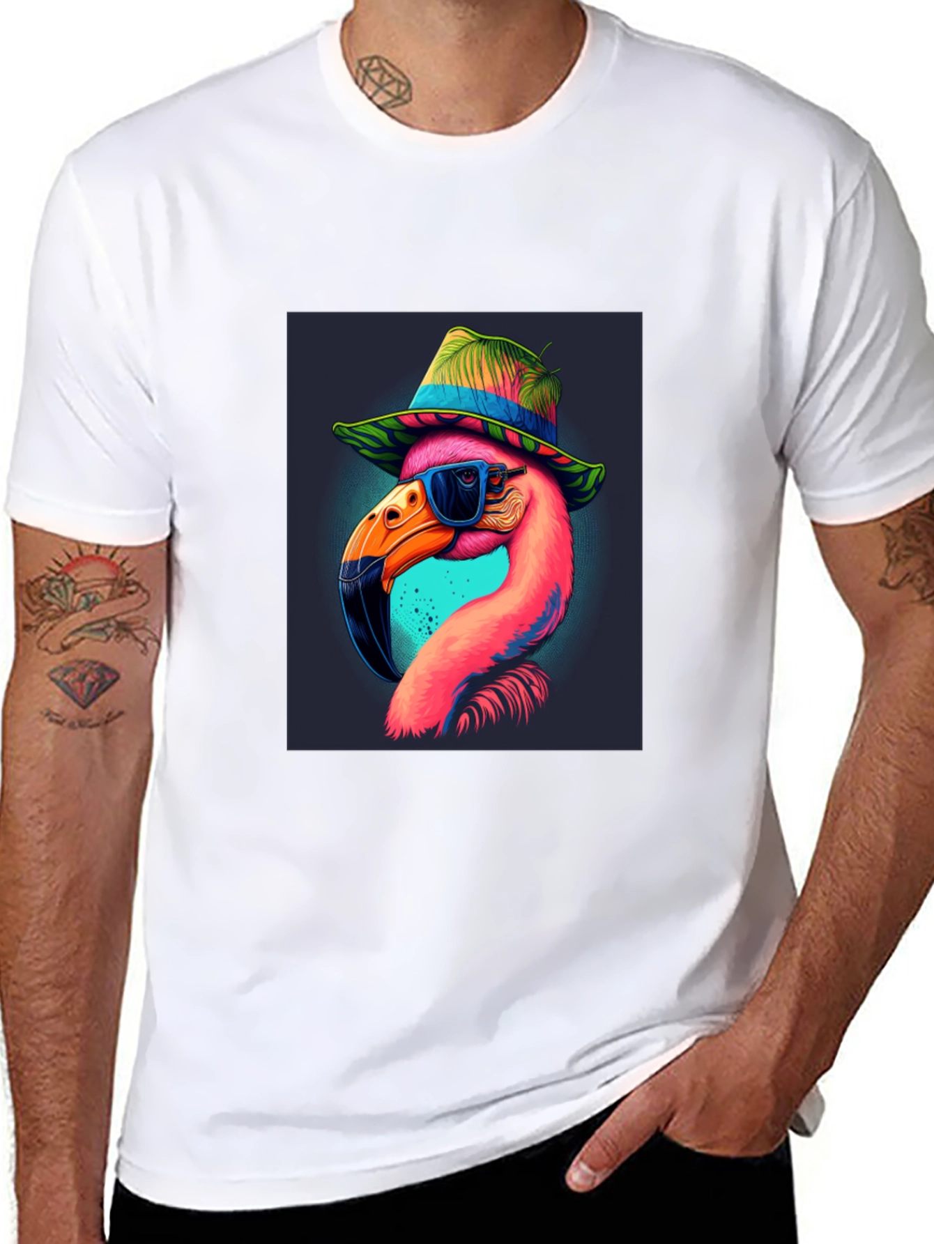 Cool Flamingo Graphic T-Shirt - Black