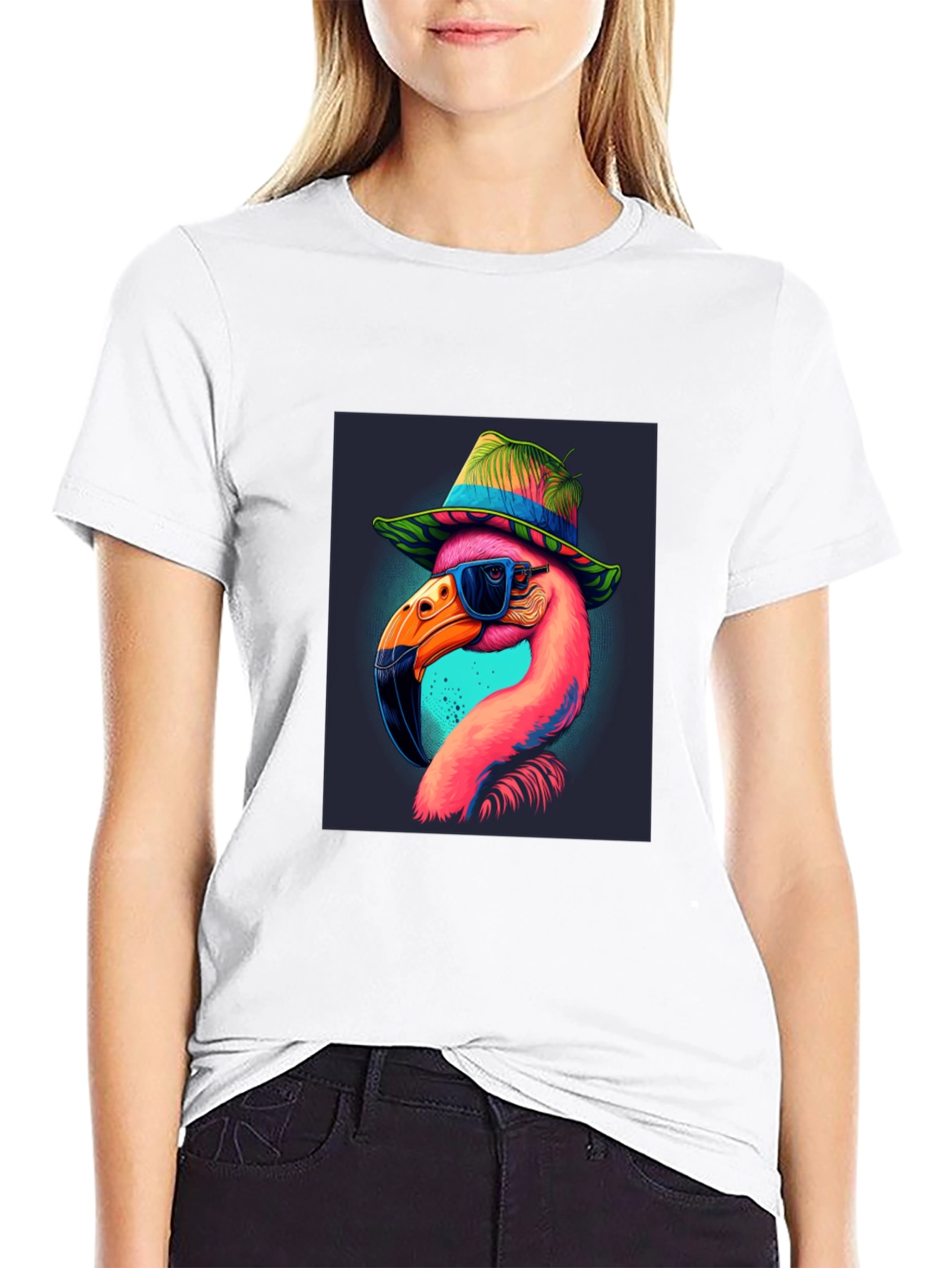 Cool Flamingo Graphic T-Shirt - Black