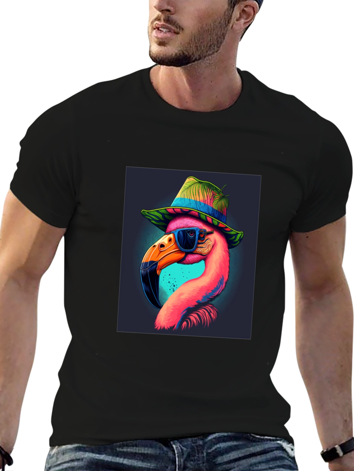 Cool Flamingo Graphic T-Shirt - Black