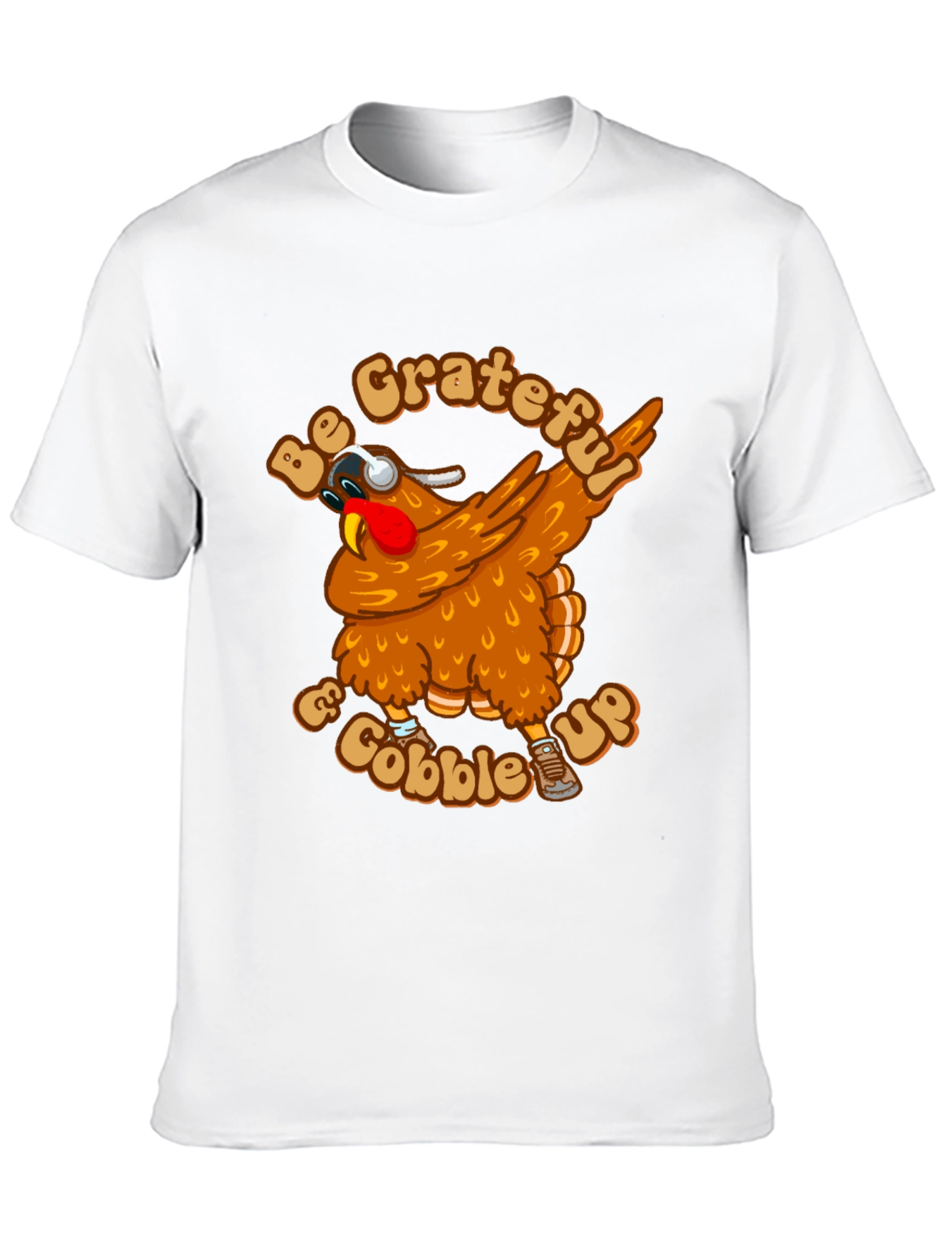 Grateful & Gobble Up Turkey Dabbing Thanksgiving T-Shirt
