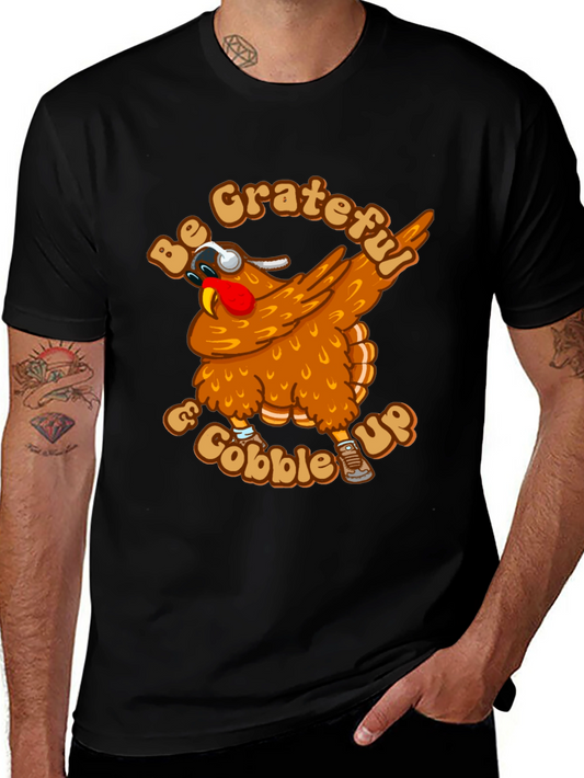 Grateful & Gobble Up Turkey Dabbing Thanksgiving T-Shirt