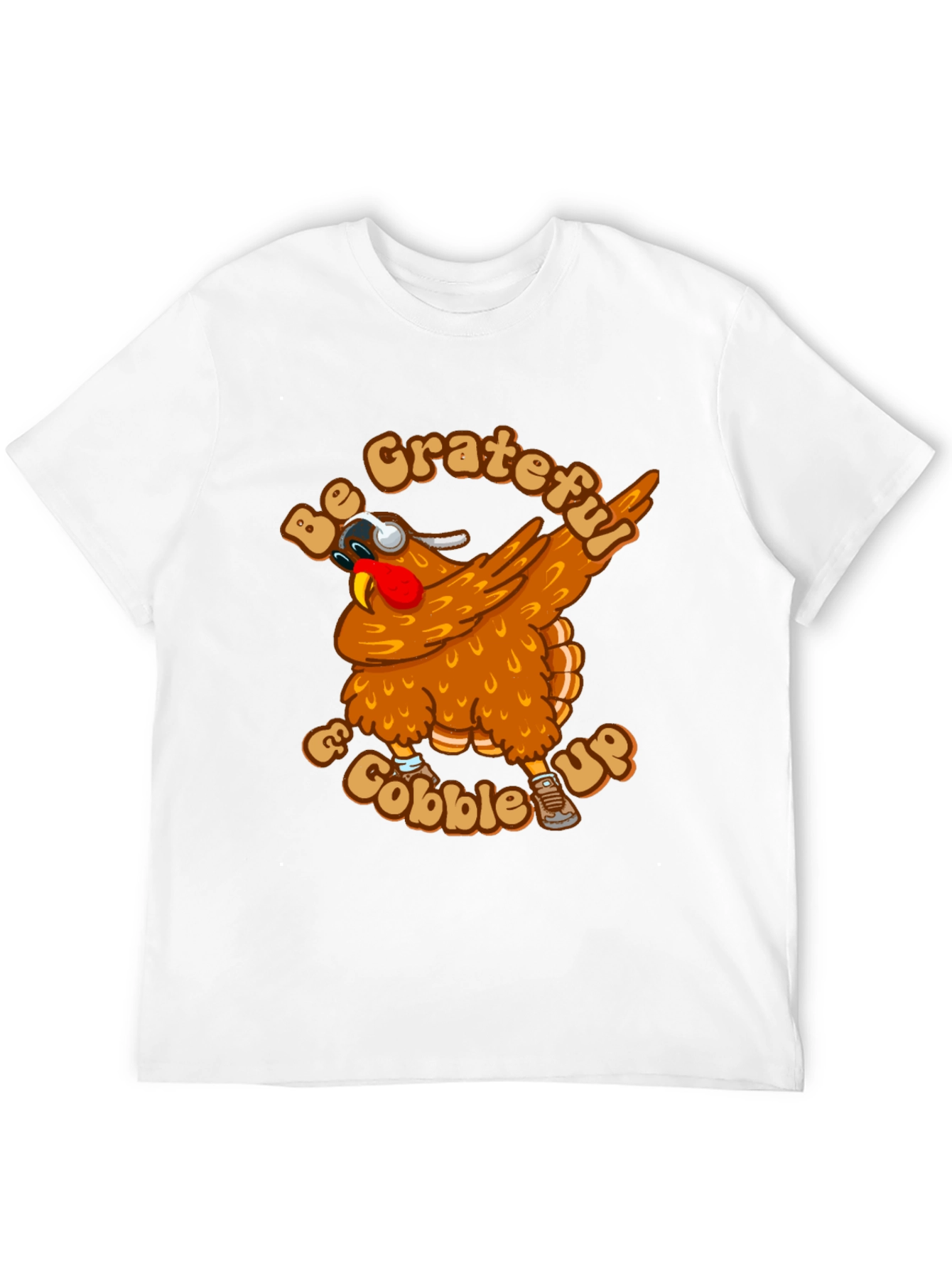 Grateful & Gobble Up Turkey Dabbing Thanksgiving T-Shirt