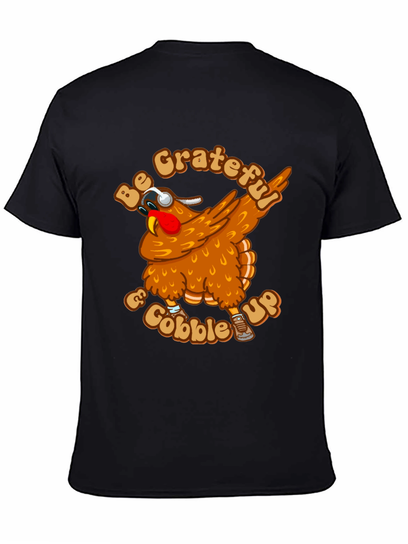 Grateful & Gobble Up Turkey Dabbing Thanksgiving T-Shirt