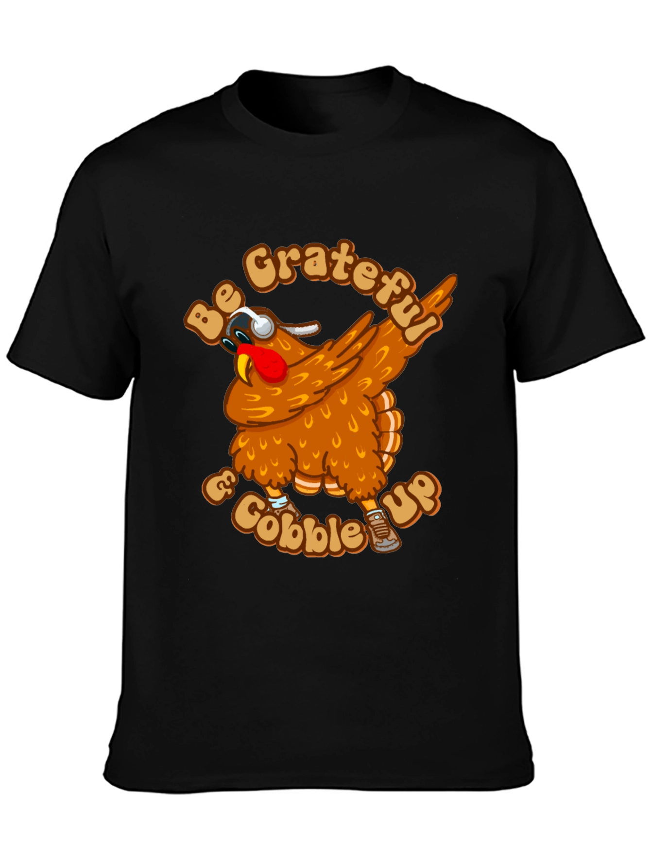 Grateful & Gobble Up Turkey Dabbing Thanksgiving T-Shirt