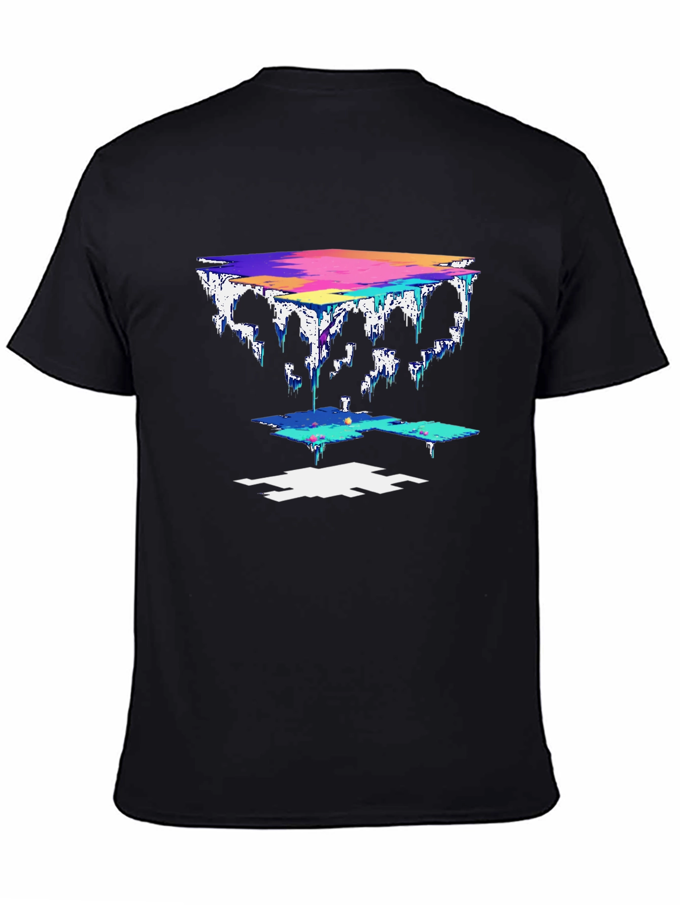Abstract Pixel Art Black T-Shirt