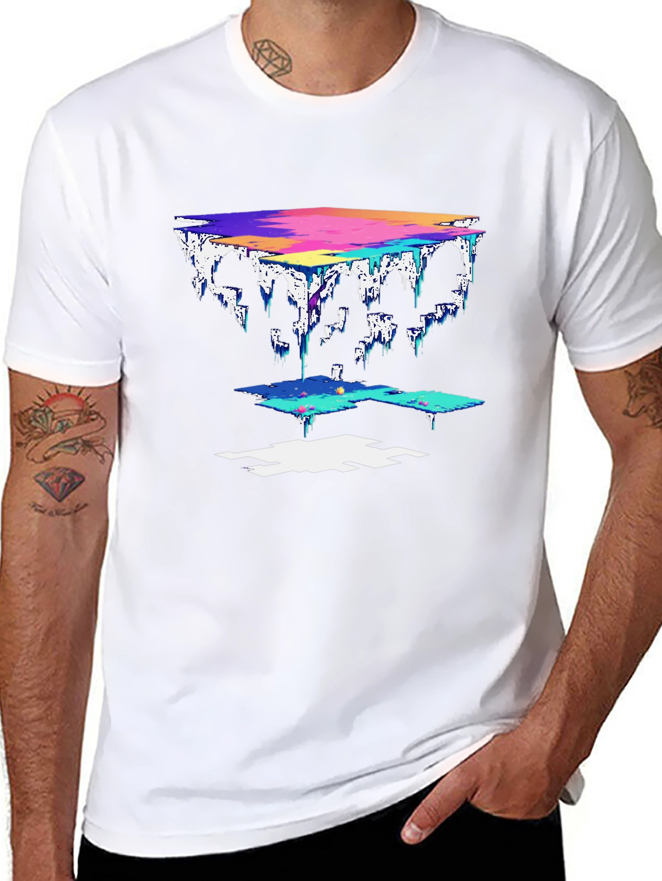 Abstract Pixel Art Black T-Shirt