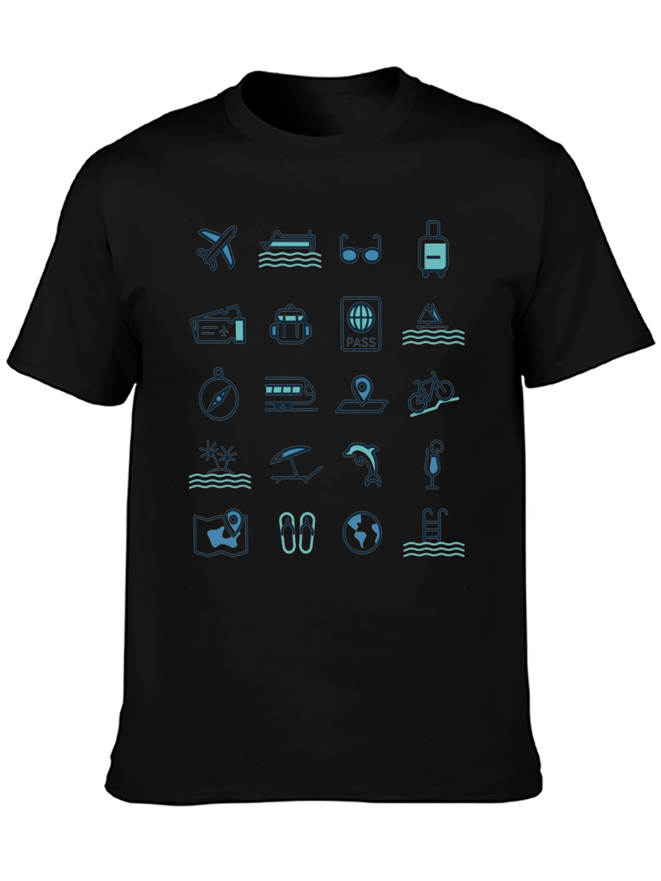 Travel Icon Black T-Shirt