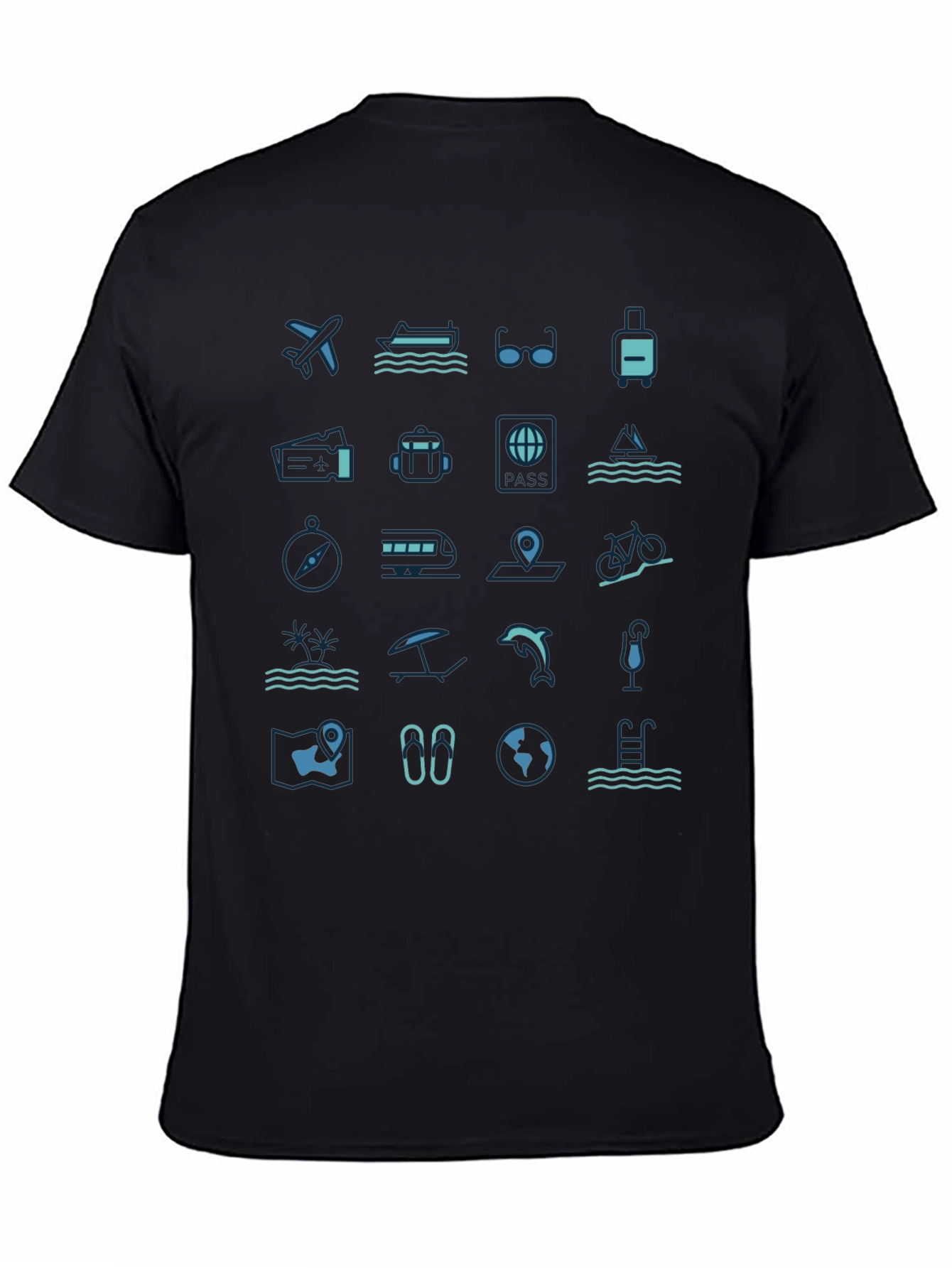 Travel Icon Black T-Shirt