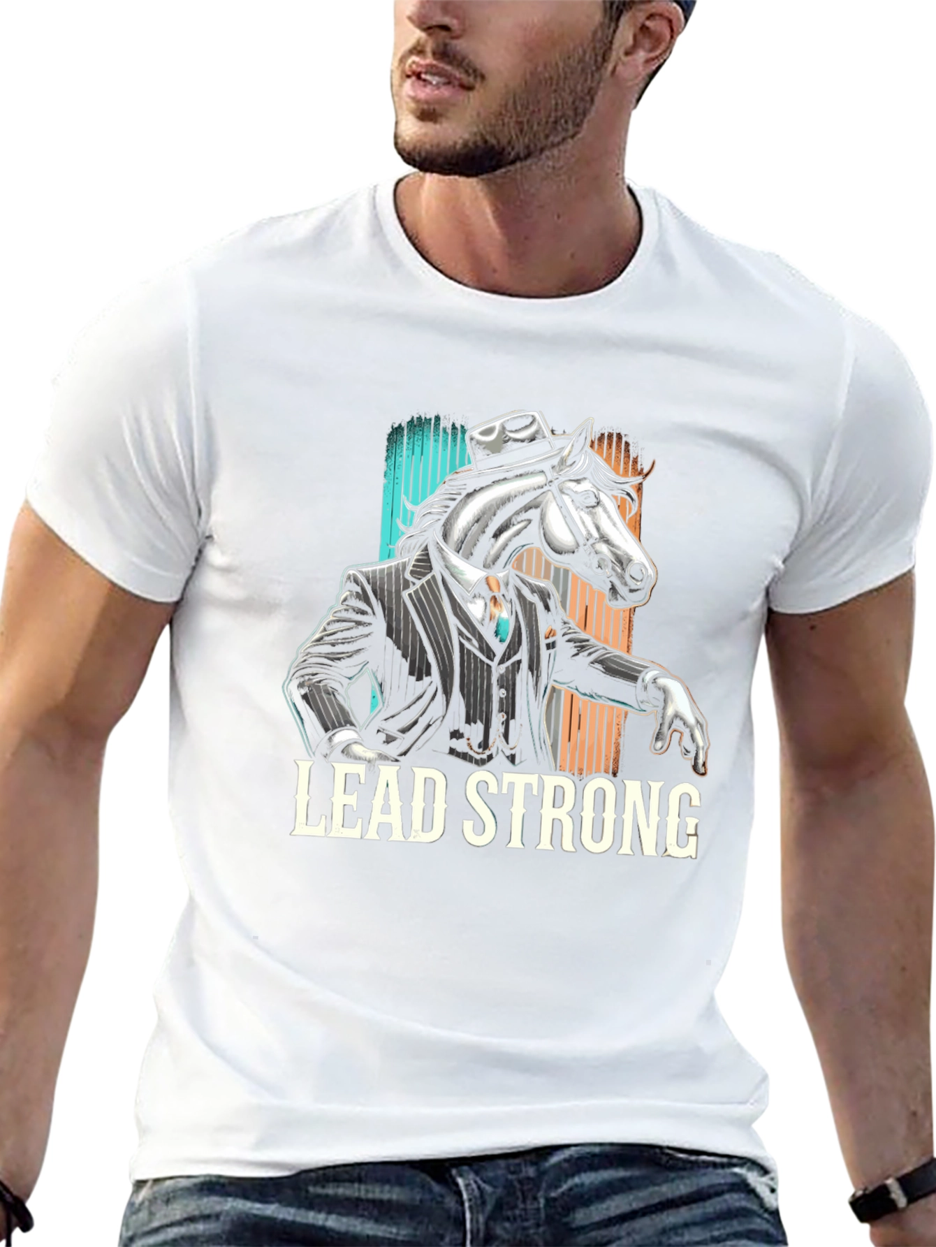 Lead Strong Horse Suit Graphic Tee
