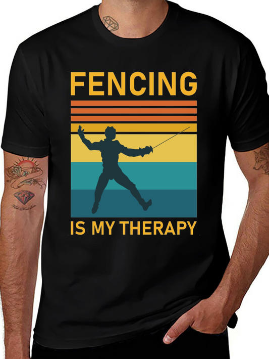 Fencing is My Therapy T-Shirt - Vintage Fencing Design