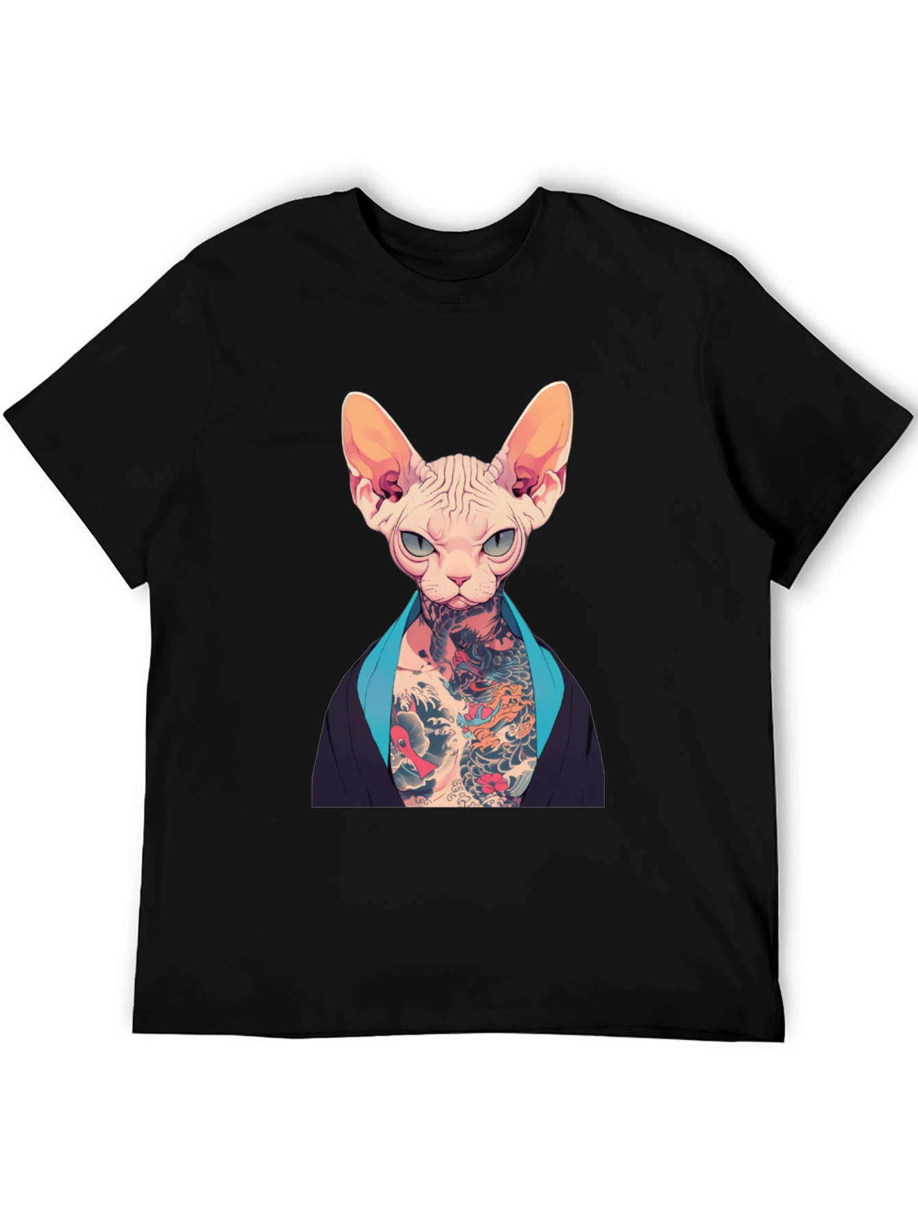 Tattooed Sphynx Cat Graphic T-Shirt - Unique Style
