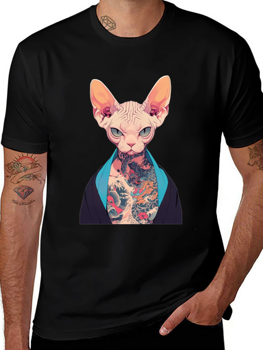 Tattooed Sphynx Cat Graphic T-Shirt - Unique Style
