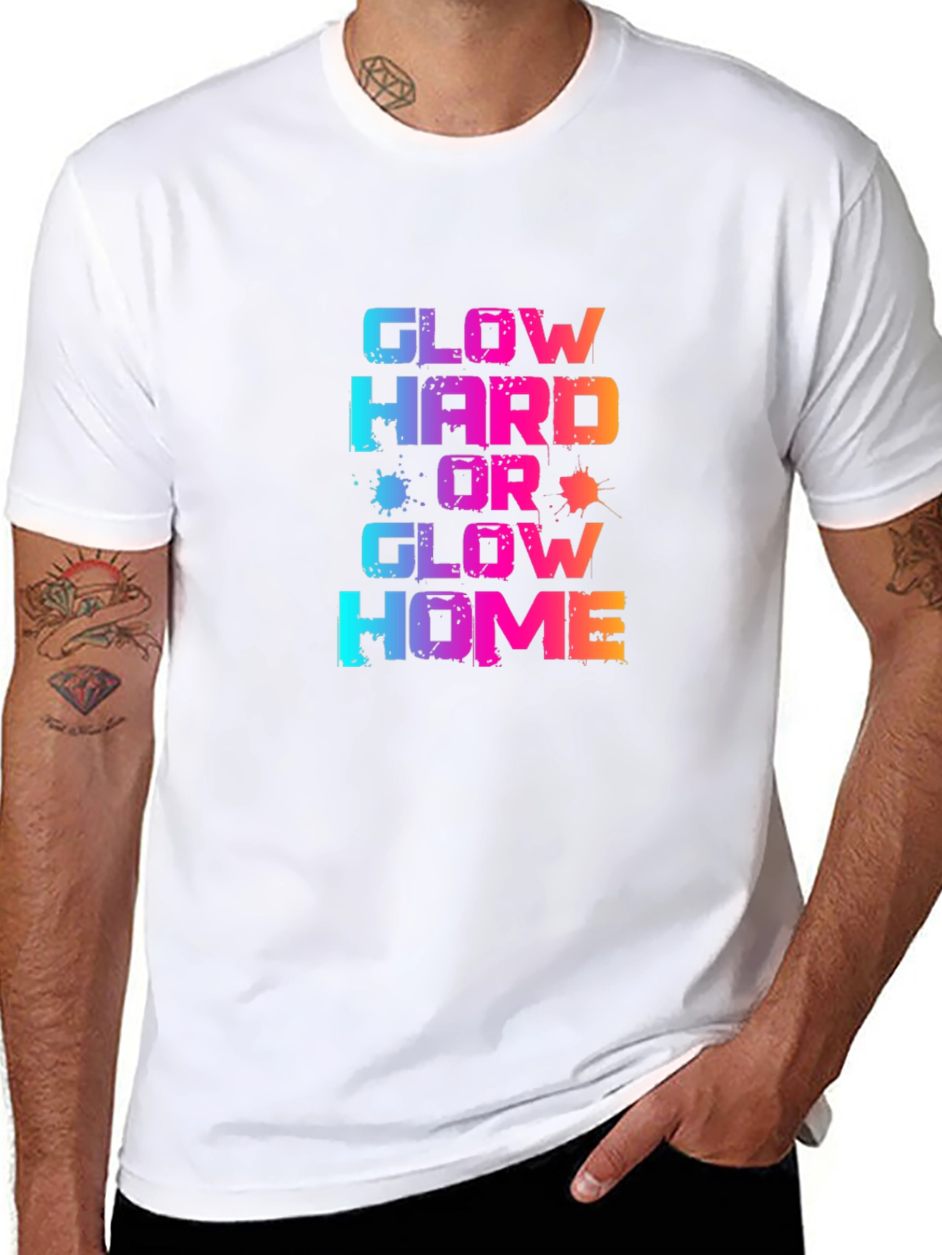 Glow Hard or Glow Home Graphic T-Shirt