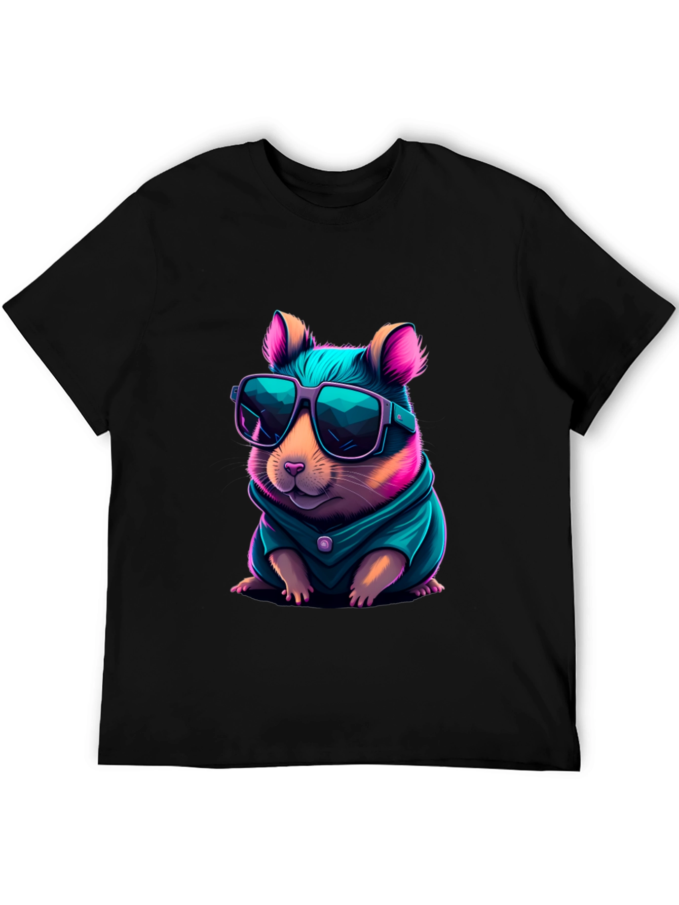 Cool Hamster Graphic Tee - Black T-Shirt