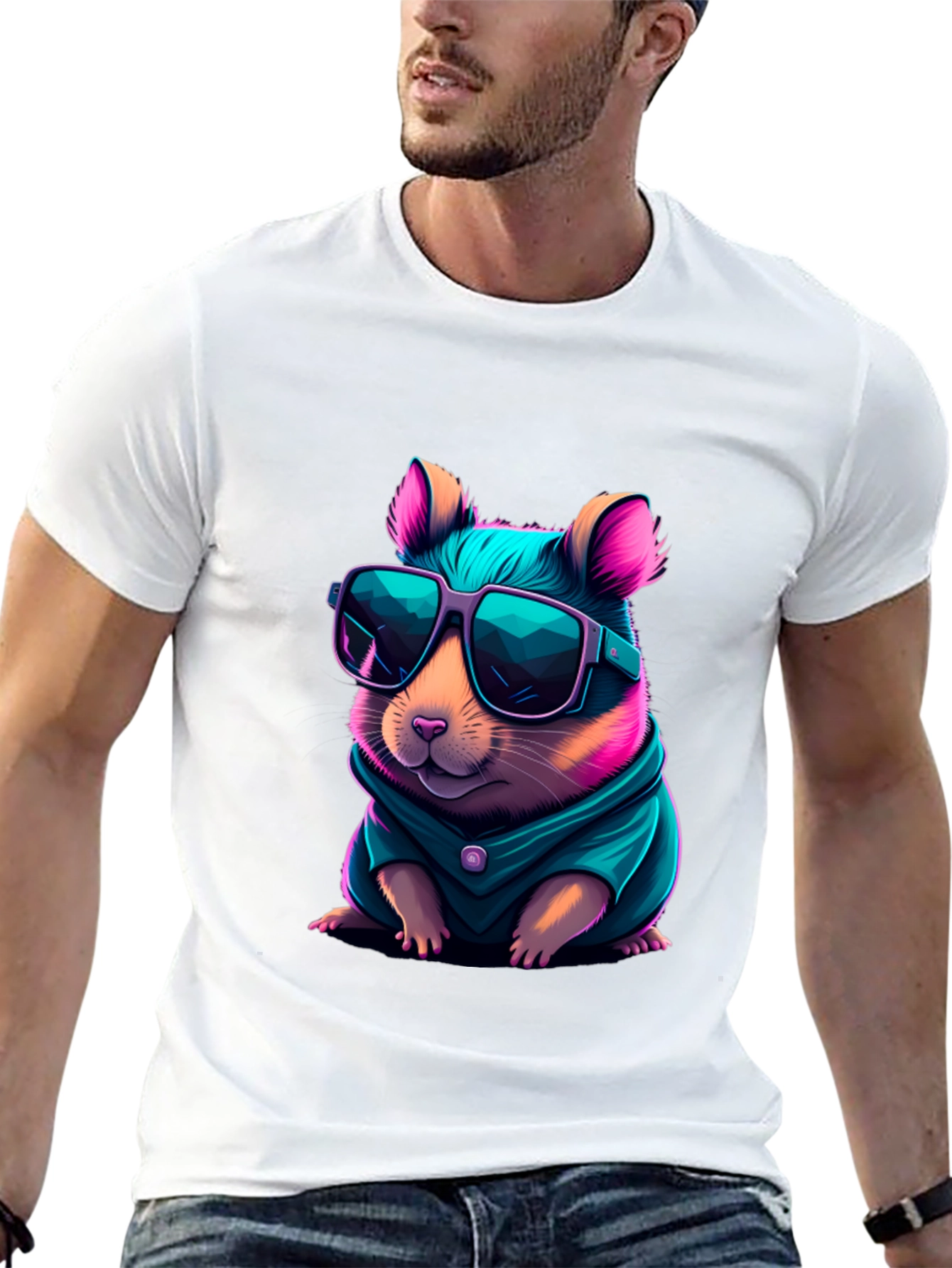 Cool Hamster Graphic Tee - Black T-Shirt