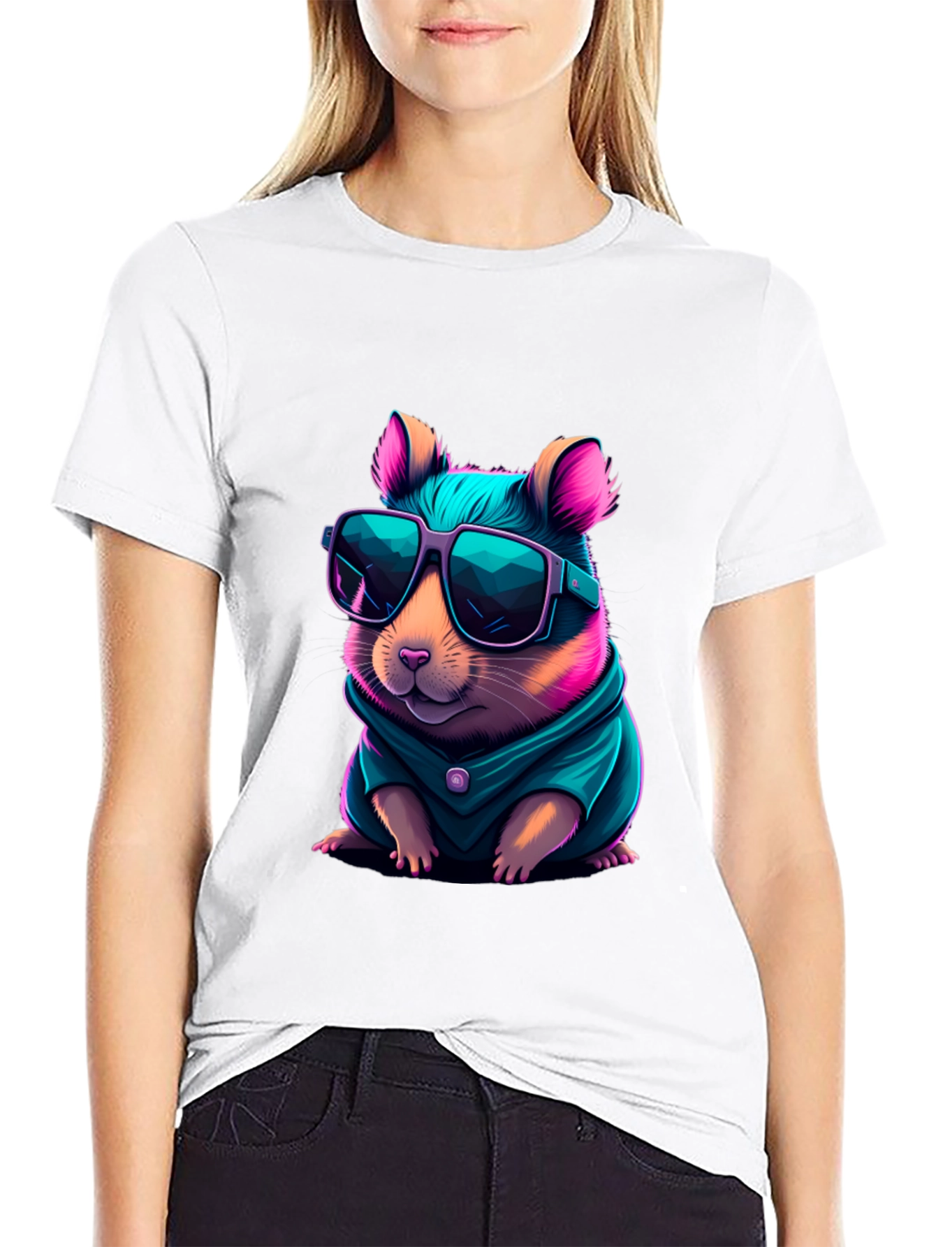 Cool Hamster Graphic Tee - Black T-Shirt
