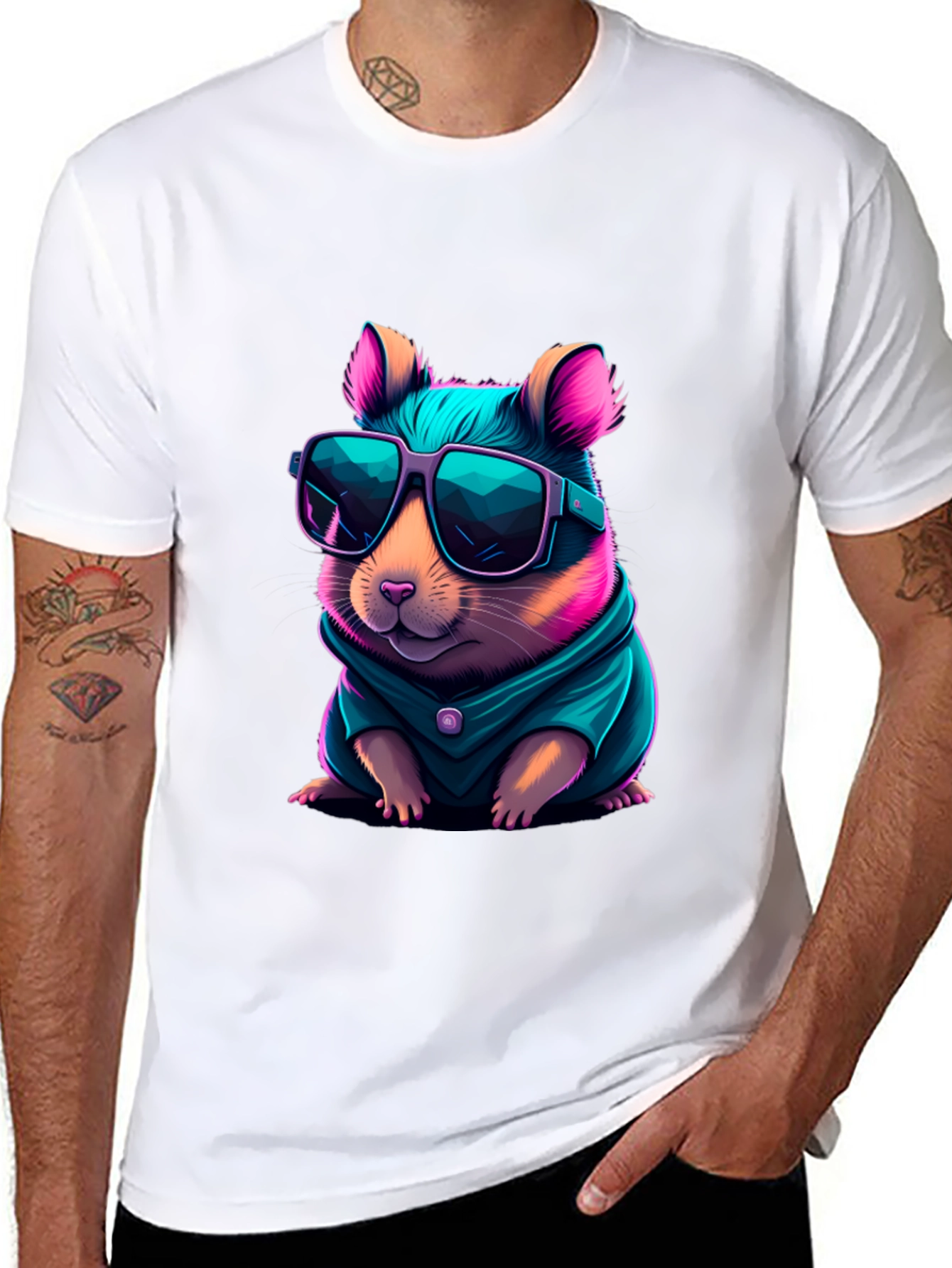 Cool Hamster Graphic Tee - Black T-Shirt