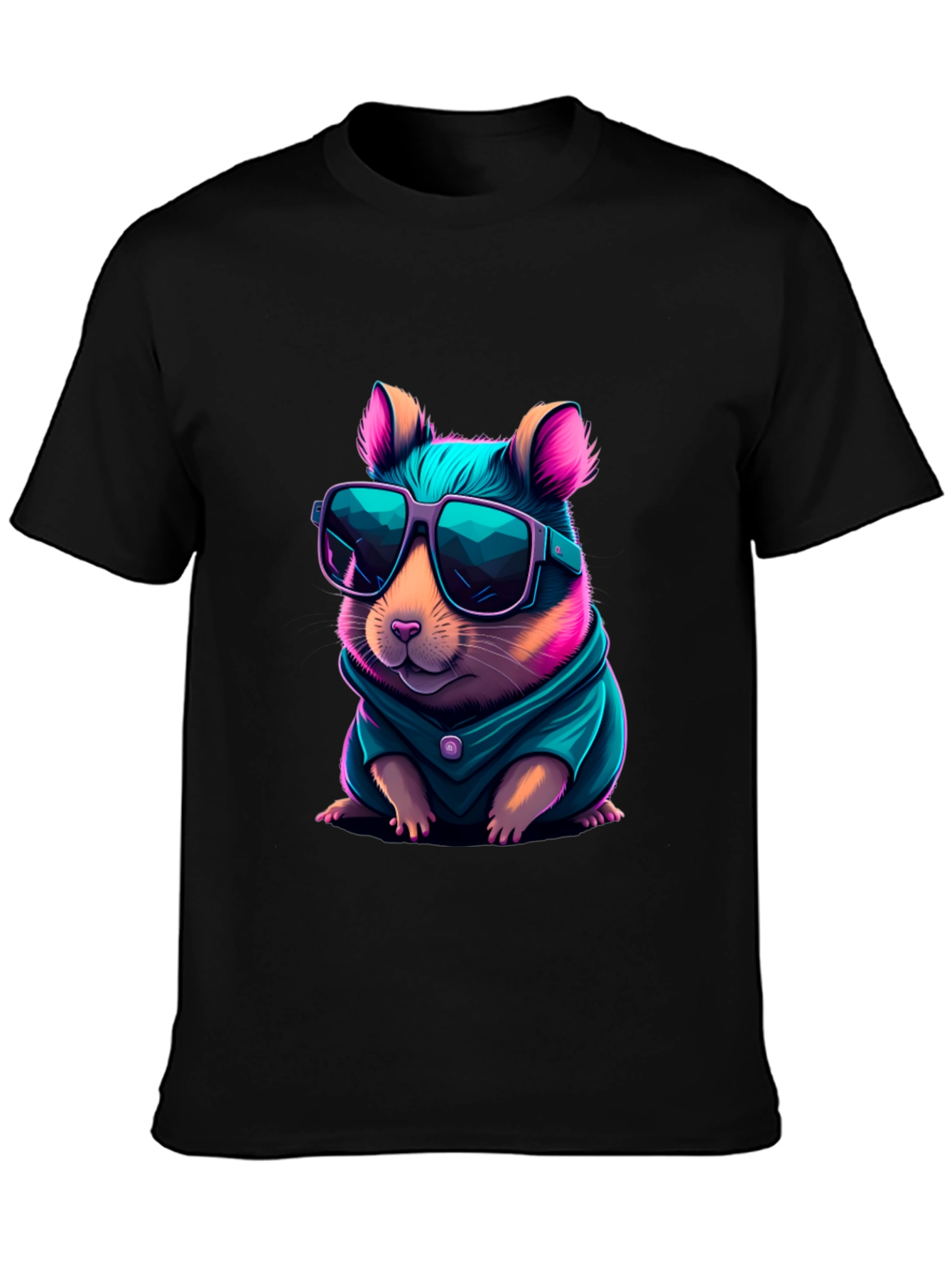 Cool Hamster Graphic Tee - Black T-Shirt