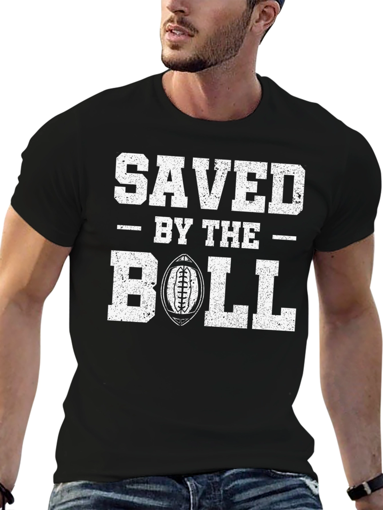 Saved By The Ball Football Graphic T-Shirt