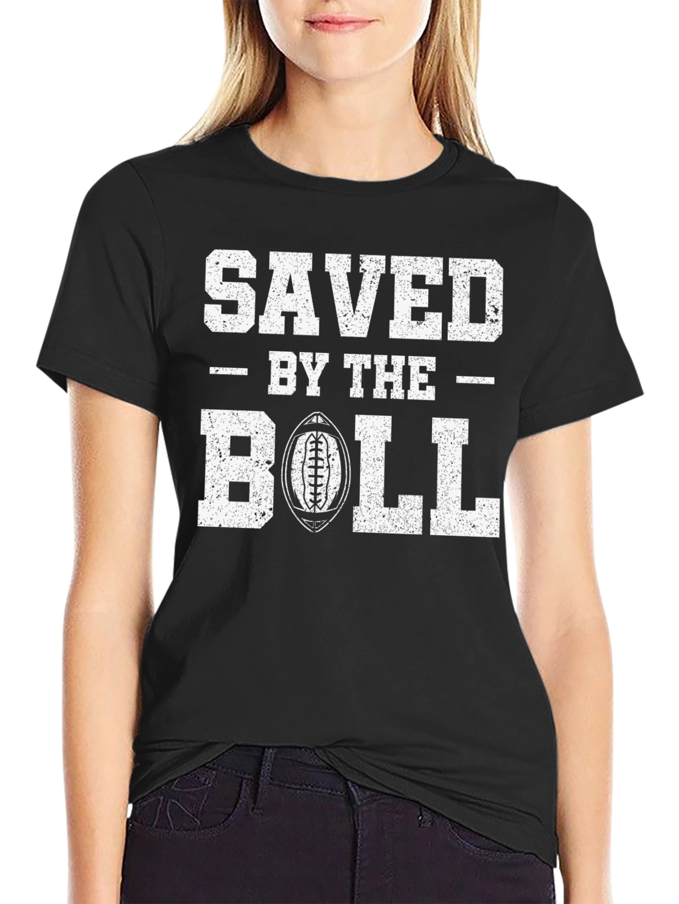 Saved By The Ball Football Graphic T-Shirt
