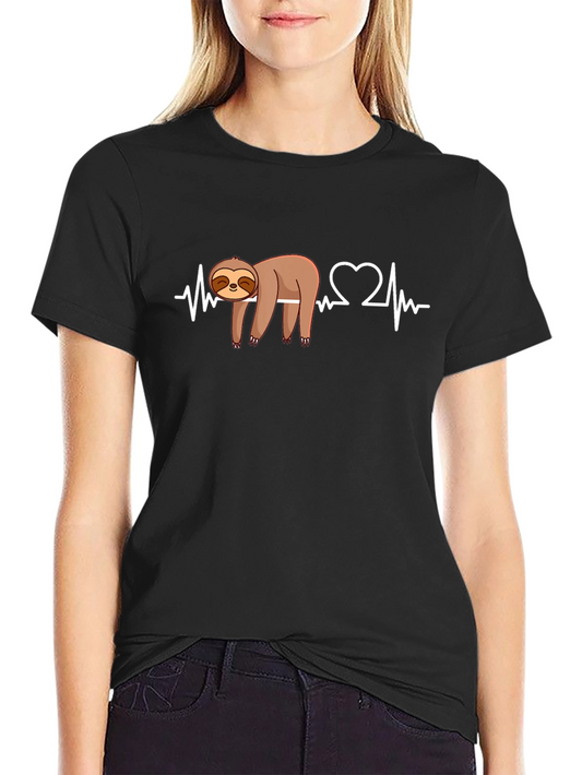 Sloth Heartbeat Graphic T-Shirt - Lazy Days