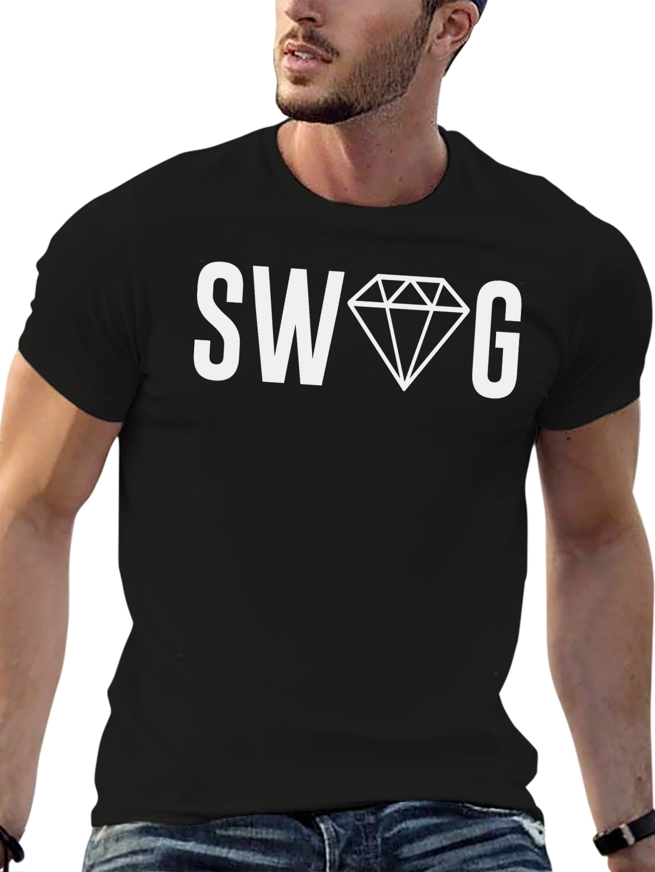 SWAG Diamond Graphic Tee - Mens Black T-Shirt