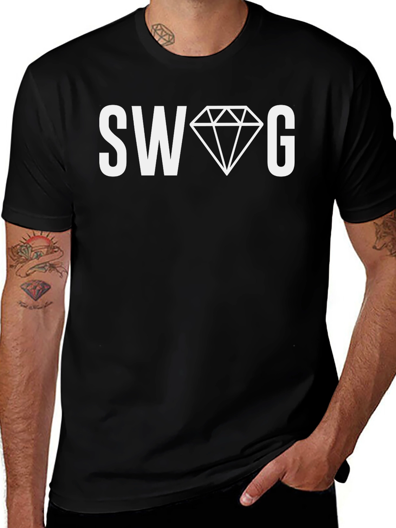 SWAG Diamond Graphic Tee - Mens Black T-Shirt
