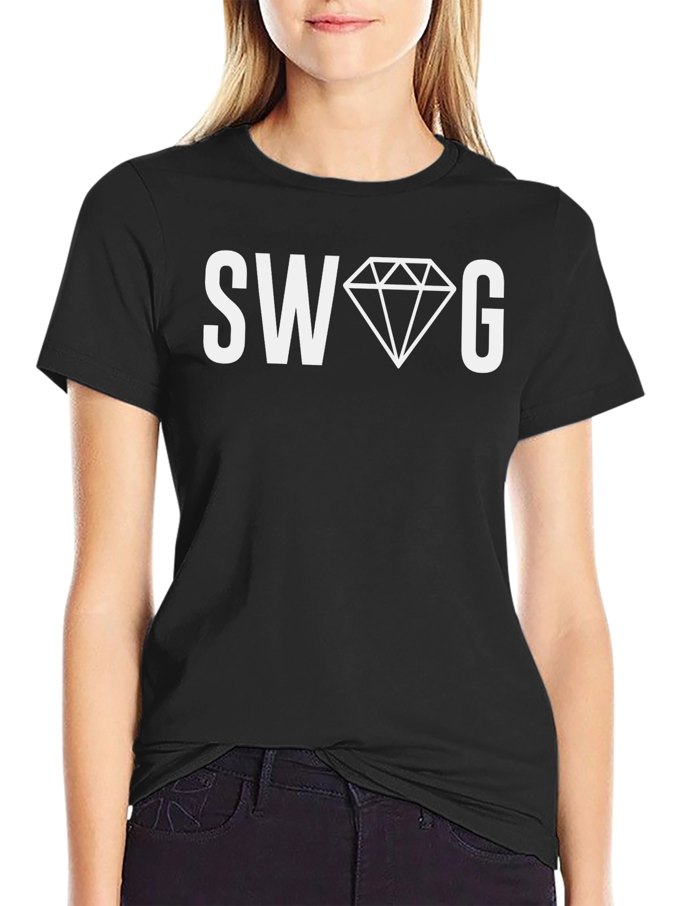 SWAG Diamond Graphic Tee - Mens Black T-Shirt