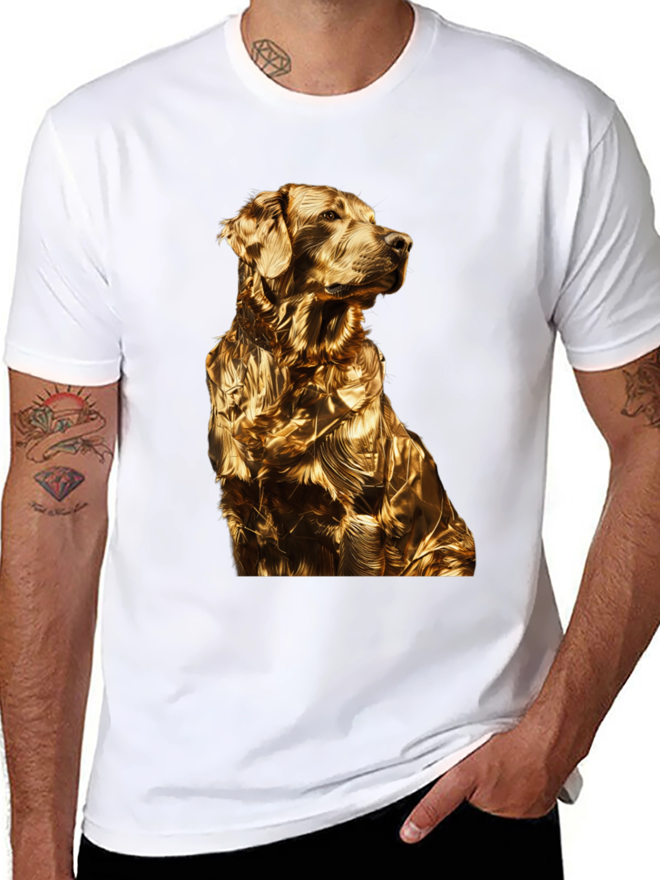 Golden Retriever Dog Black T-Shirt